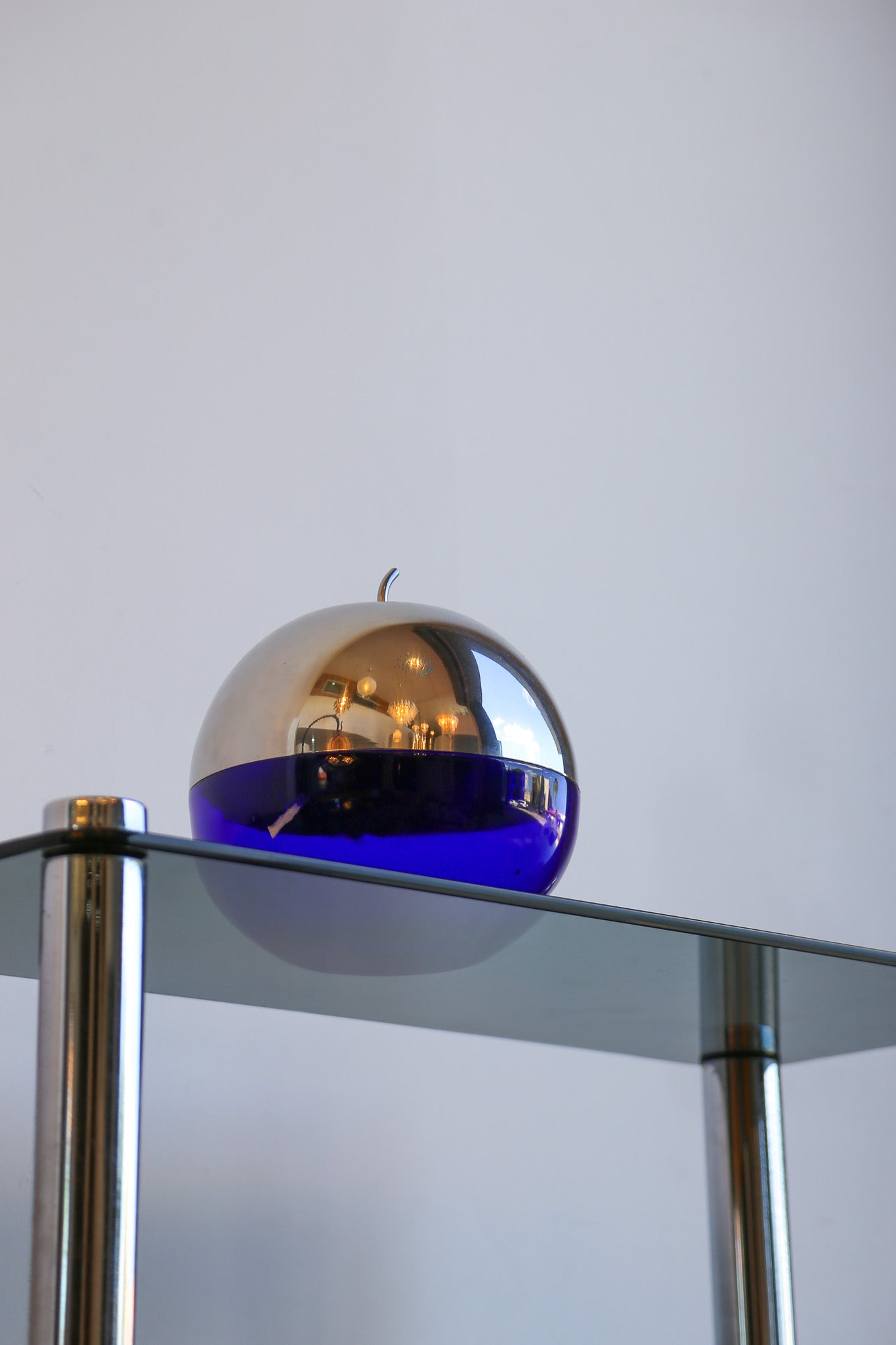 Ettore Sottsass “Mela” Aluminium and Cobalt Glass Object, Italy 1950s - Lumini Collections