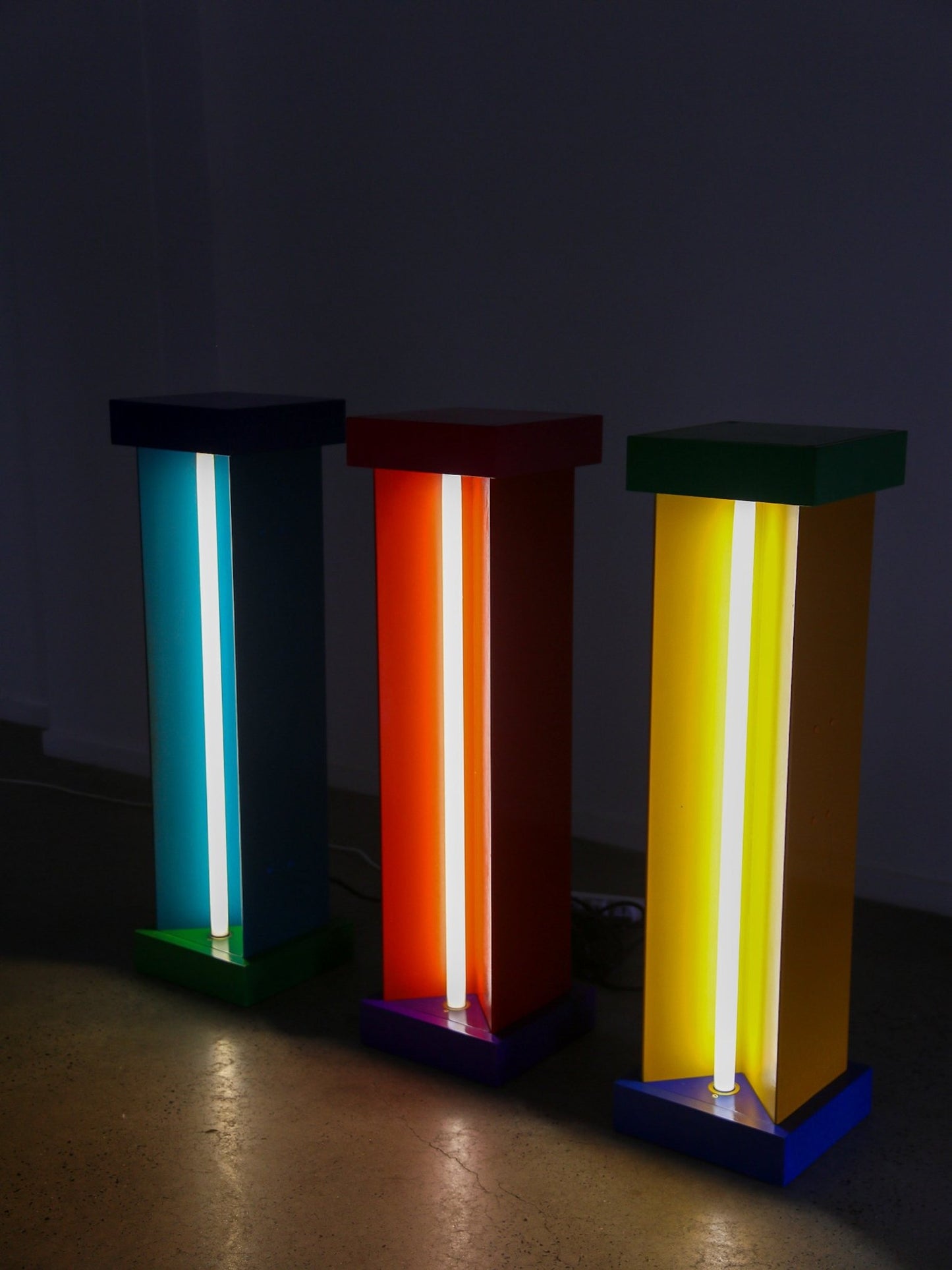 Ettore Sottsass custom floor lamp pedestals for Brionvega shop, Milan - Lumini Collections