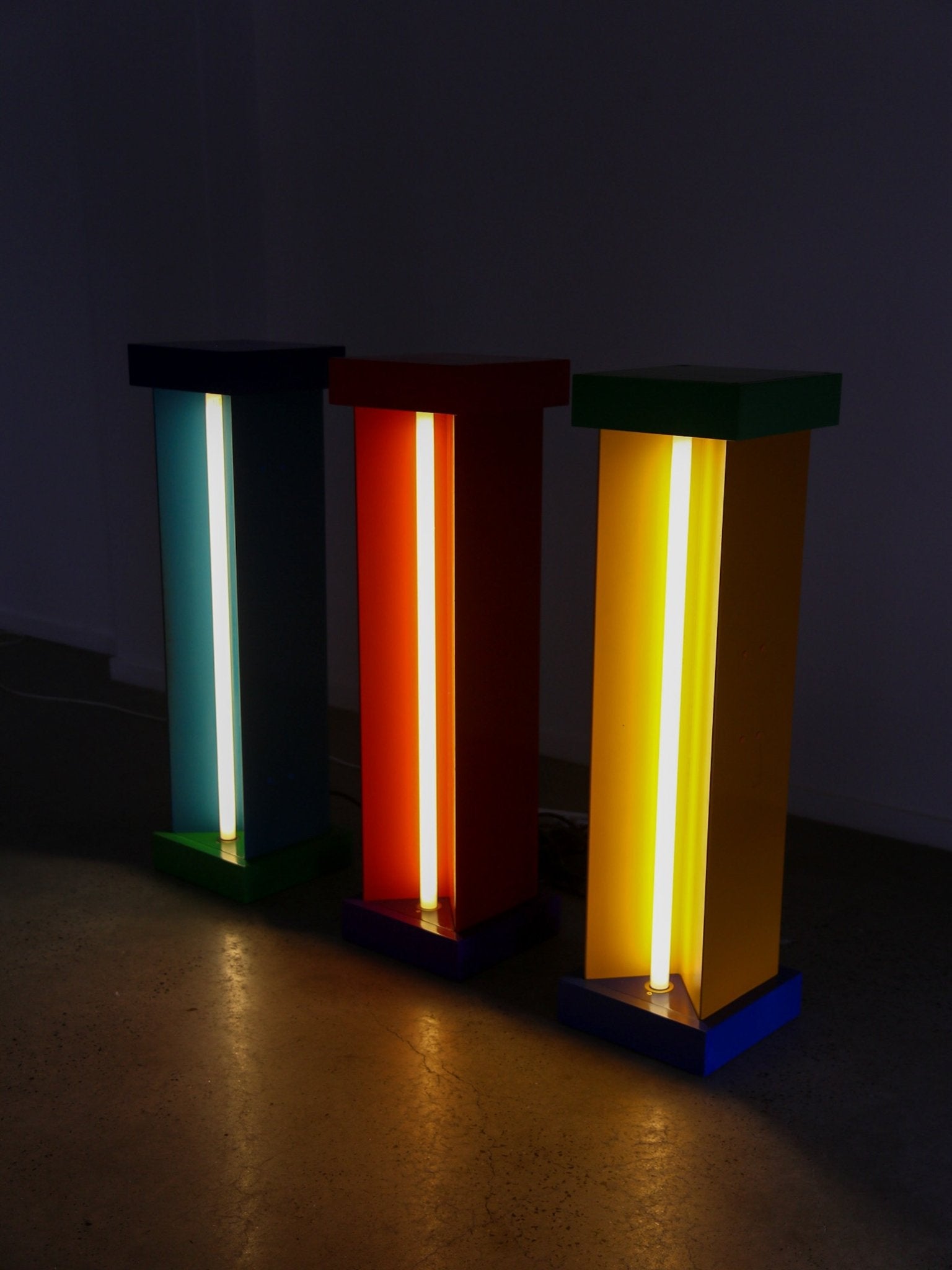 Ettore Sottsass custom floor lamp pedestals for Brionvega shop, Milan - Lumini Collections