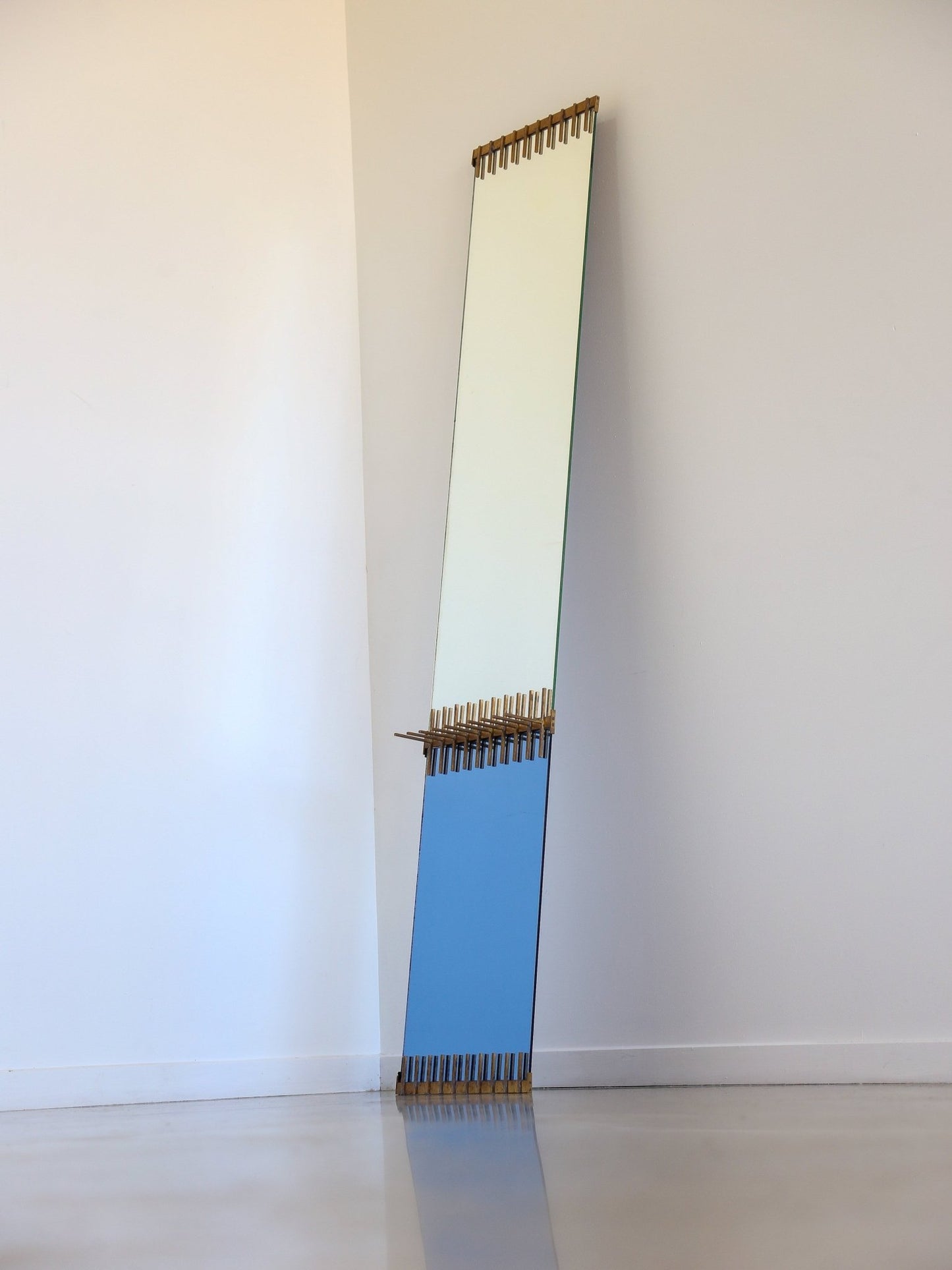 Ettore Sottsass for Santambrogio De Berti Brass & Glass Wall Mirror 1958 - Lumini Collections