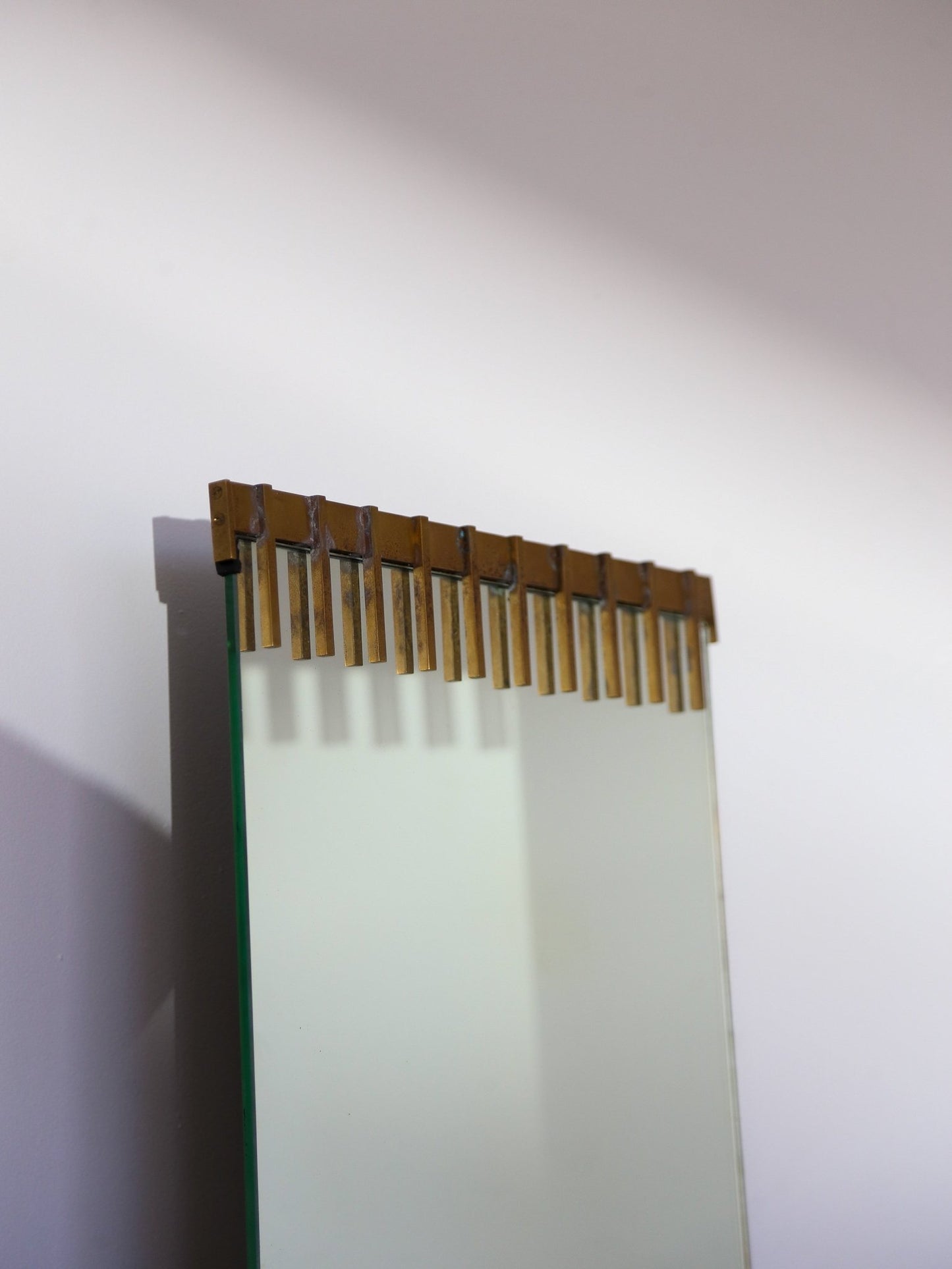 Ettore Sottsass for Santambrogio De Berti Brass & Glass Wall Mirror 1958 - Lumini Collections