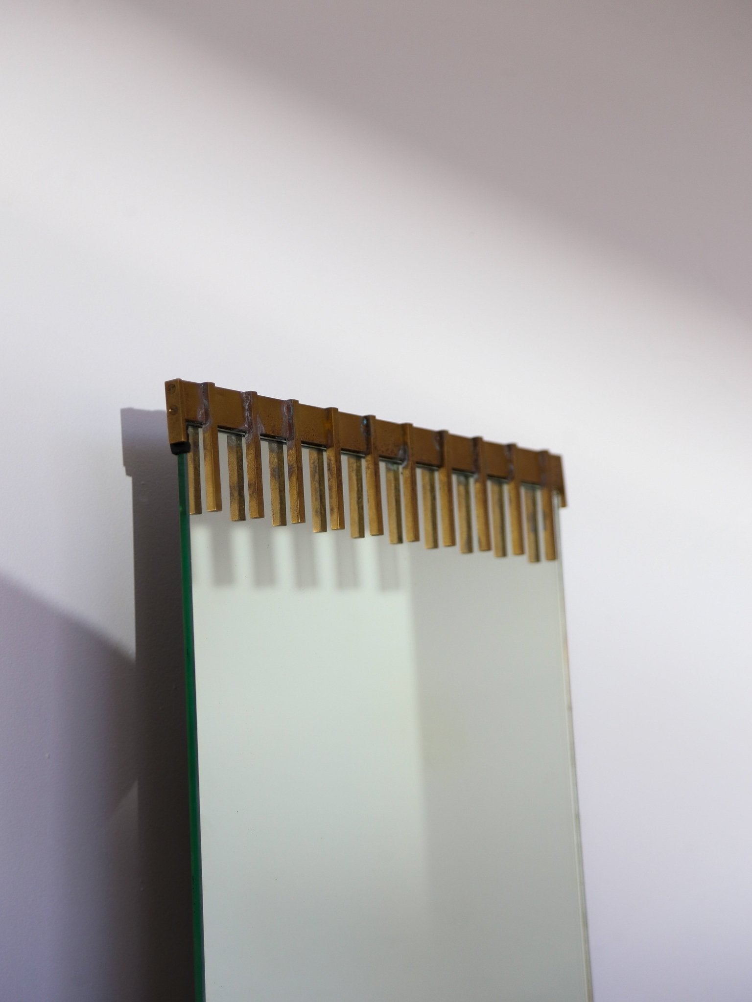 Ettore Sottsass for Santambrogio De Berti Brass & Glass Wall Mirror 1958 - Lumini Collections