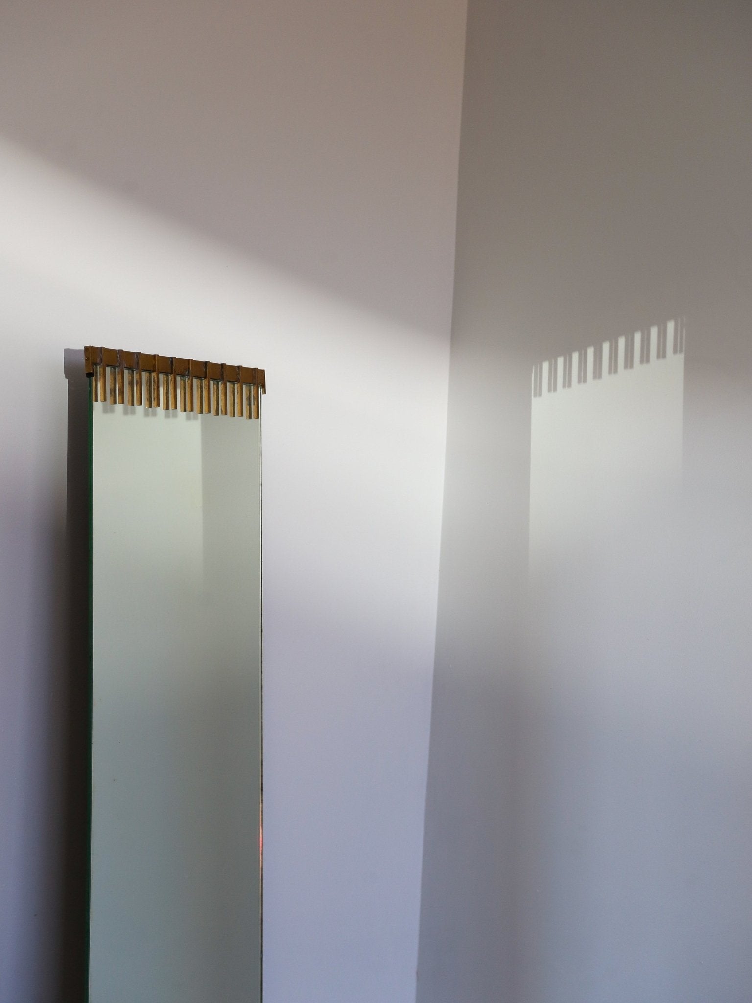 Ettore Sottsass for Santambrogio De Berti Brass & Glass Wall Mirror 1958 - Lumini Collections
