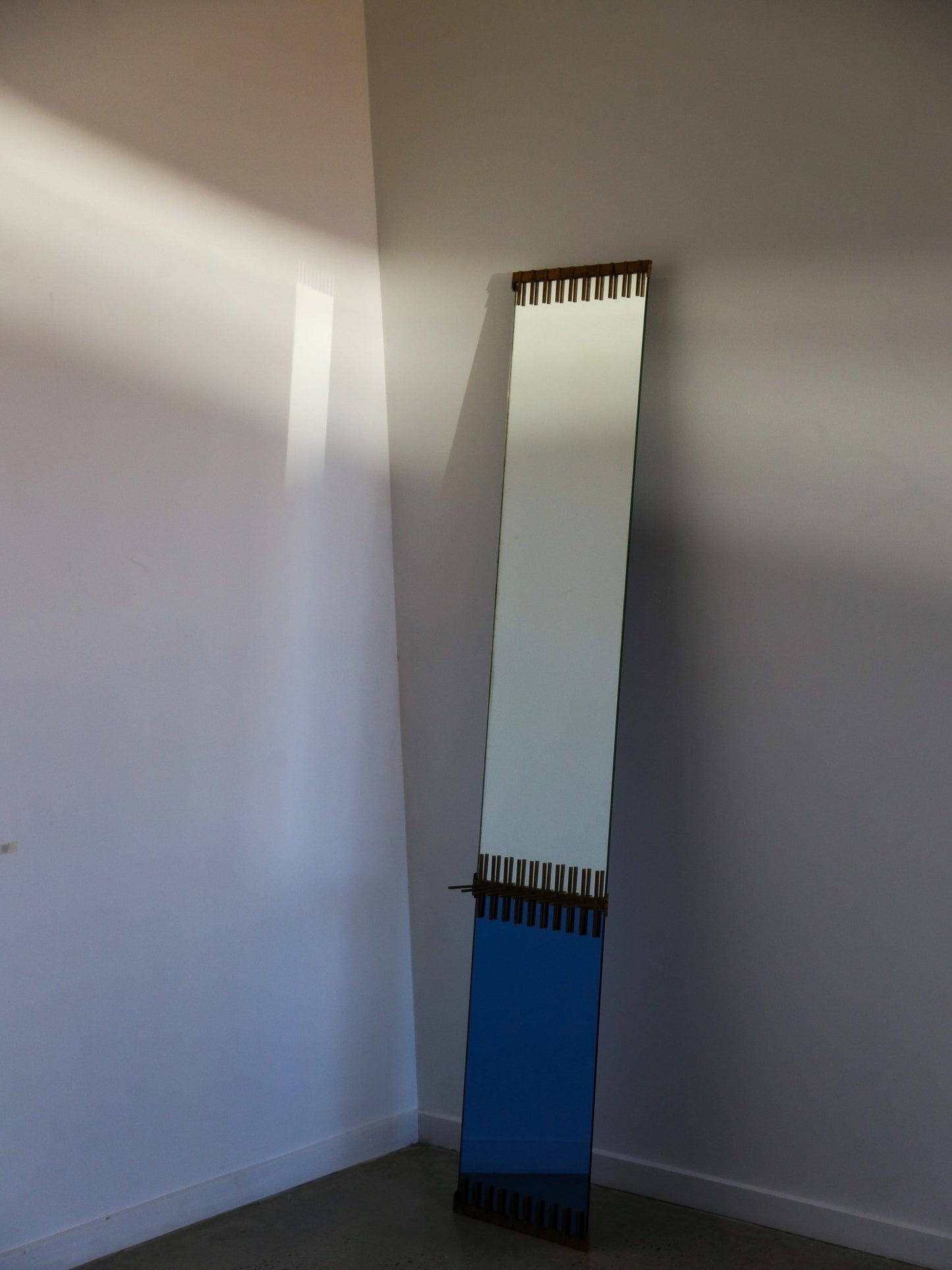 Ettore Sottsass for Santambrogio De Berti Brass & Glass Wall Mirror 1958 - Lumini Collections