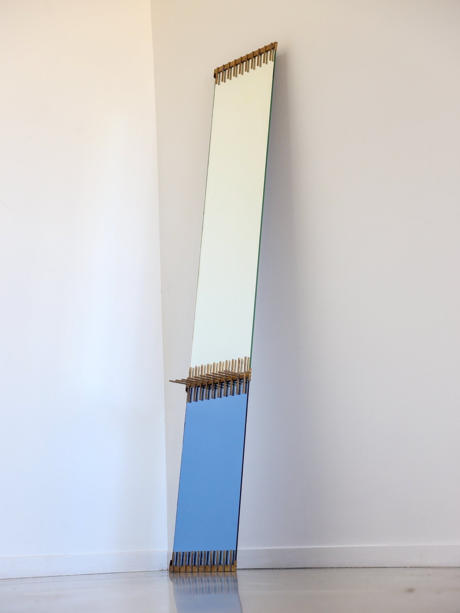 Ettore Sottsass for Santambrogio De Berti Brass & Glass Wall Mirror 1958 - Lumini Collections