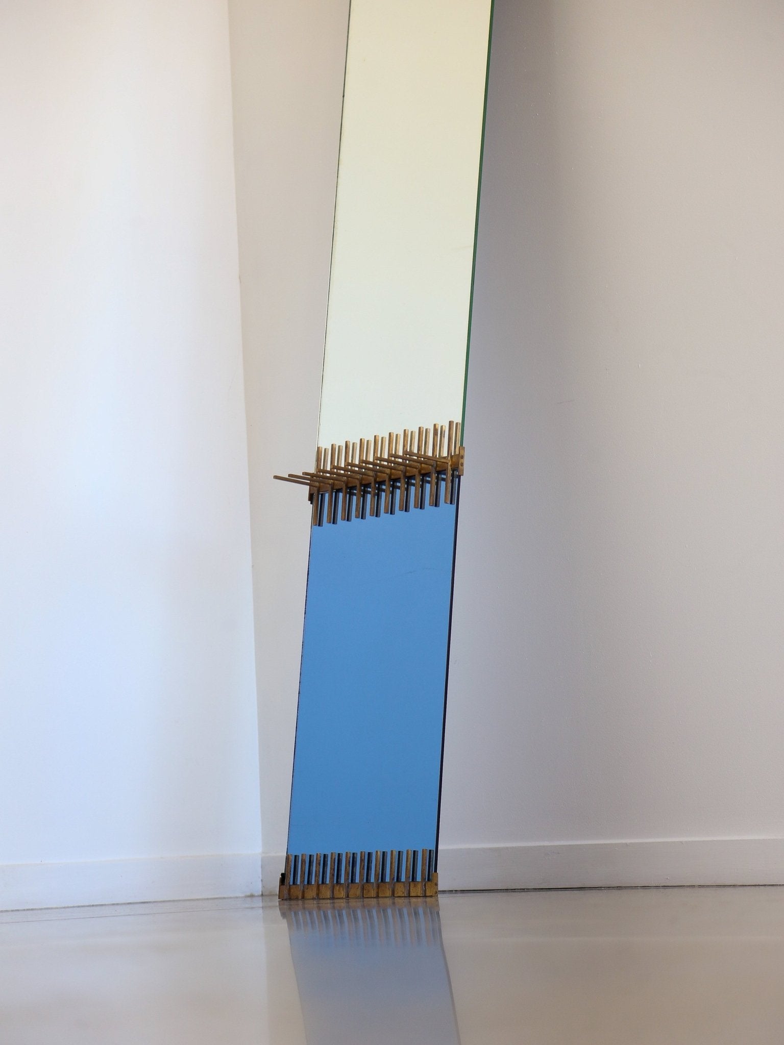 Ettore Sottsass for Santambrogio De Berti Brass & Glass Wall Mirror 1958 - Lumini Collections