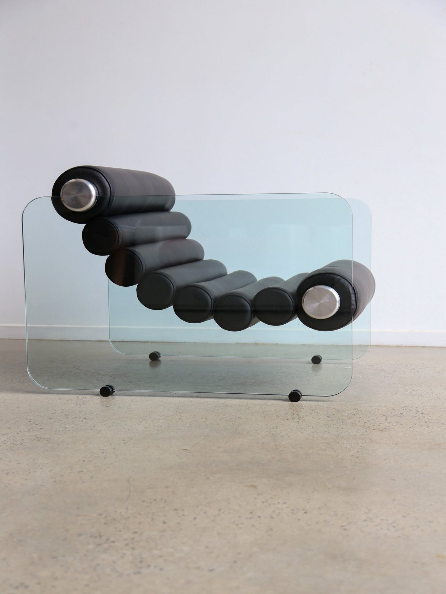 Fabio Lenci Black Leather “Hyaline” Chairs for Standing, Italy - Lumini Collections