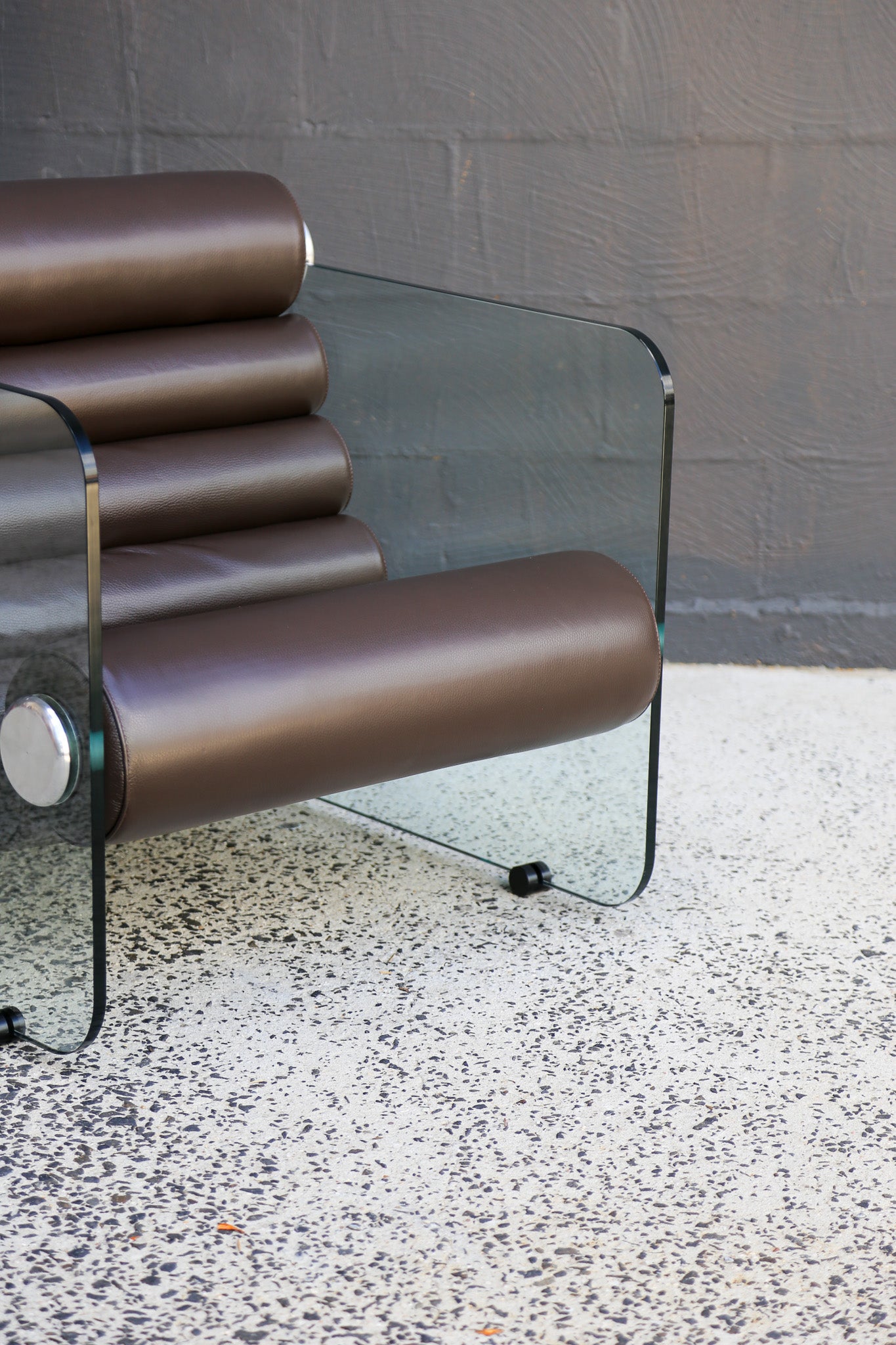 Fabio Lenci Brown Leather “Hyaline” Chairs for Standing, Italy - Lumini Collections