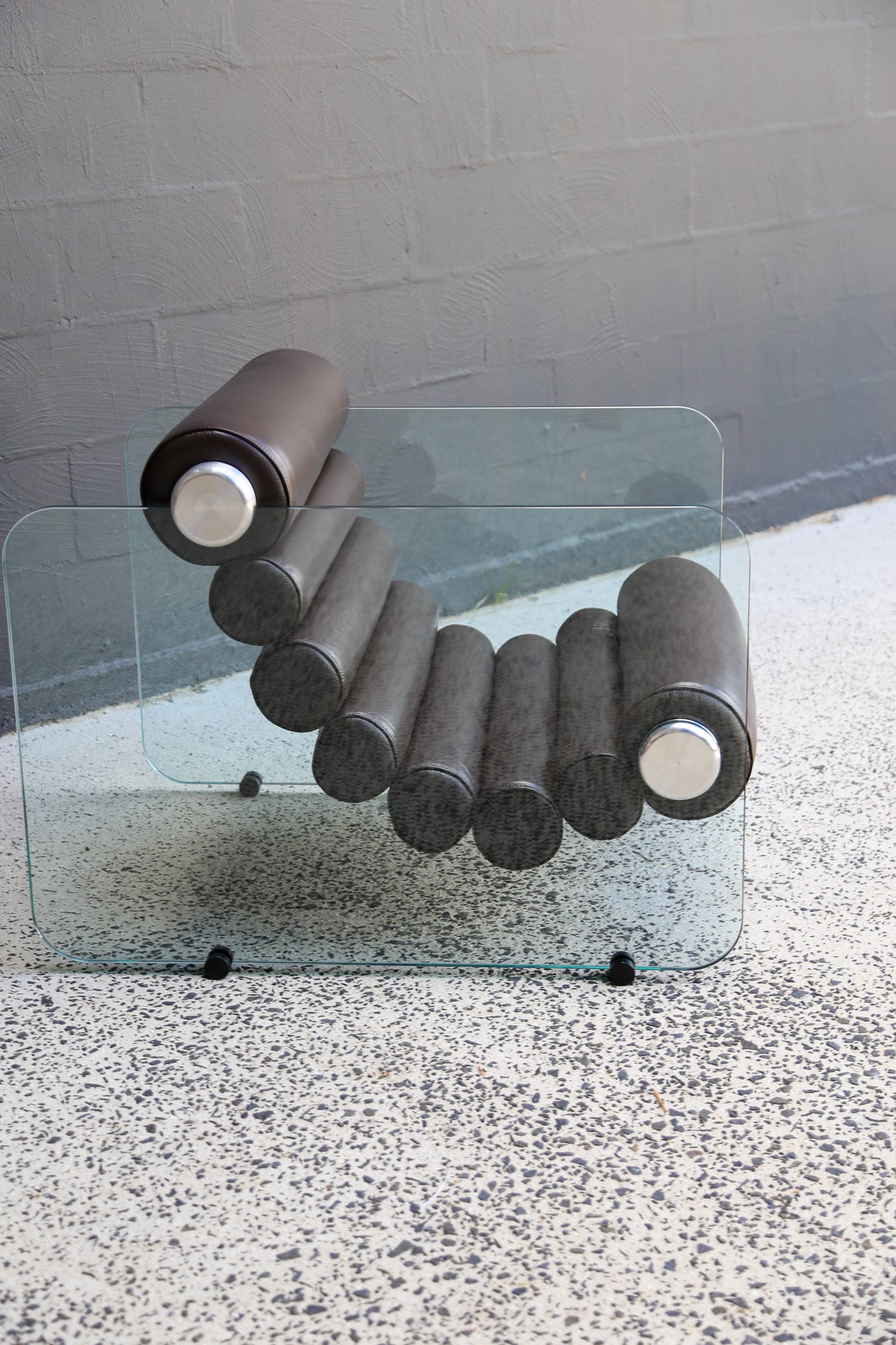 Fabio Lenci Brown Leather “Hyaline” Chairs for Standing, Italy - Lumini Collections