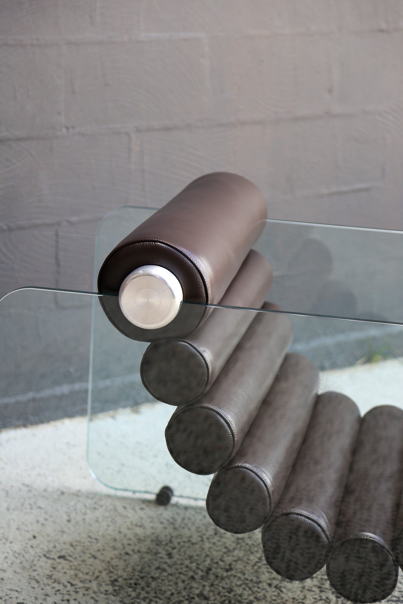 Fabio Lenci Brown Leather “Hyaline” Chairs for Standing, Italy - Lumini Collections