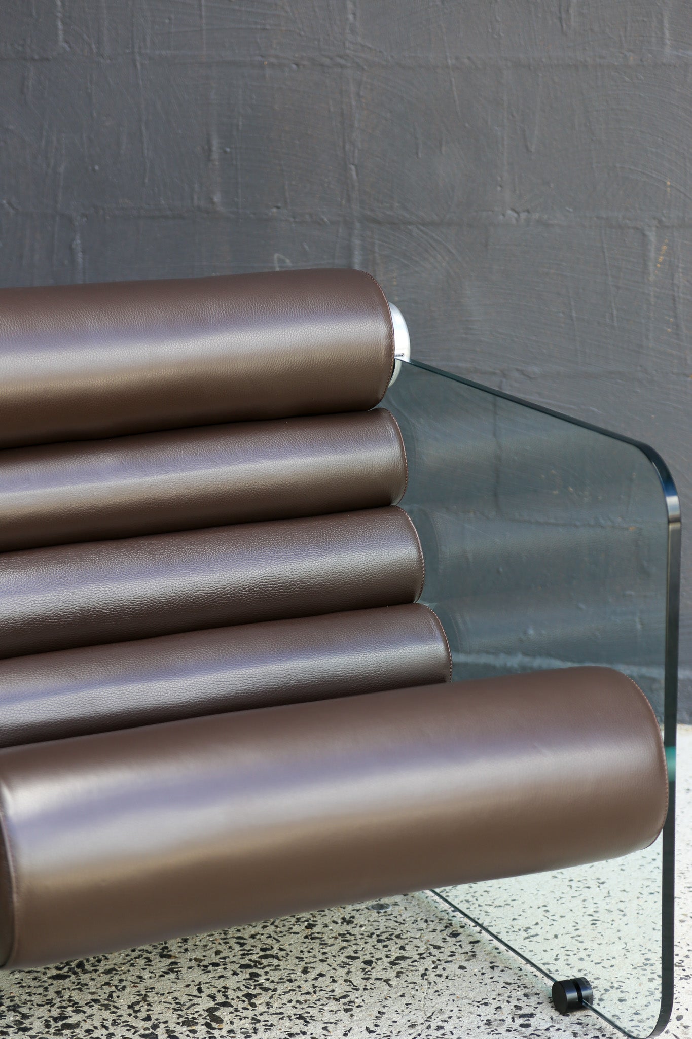 Fabio Lenci Brown Leather “Hyaline” Chairs for Standing, Italy - Lumini Collections