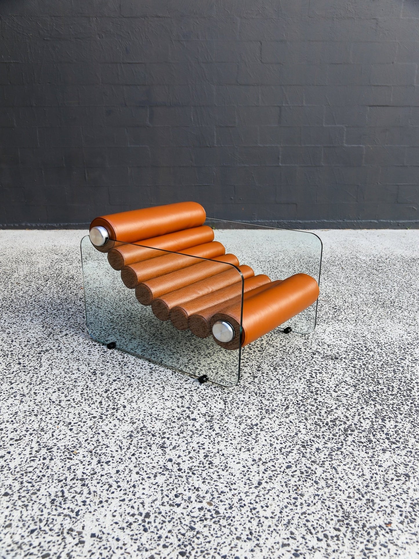 Fabio Lenci Tan Leather “Hyaline” Chairs for Standing, Italy - Lumini Collections