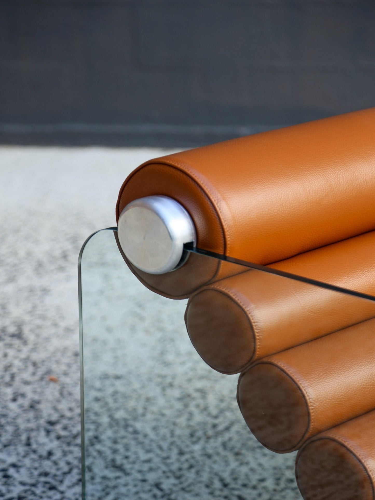 Fabio Lenci Tan Leather “Hyaline” Chairs for Standing, Italy - Lumini Collections