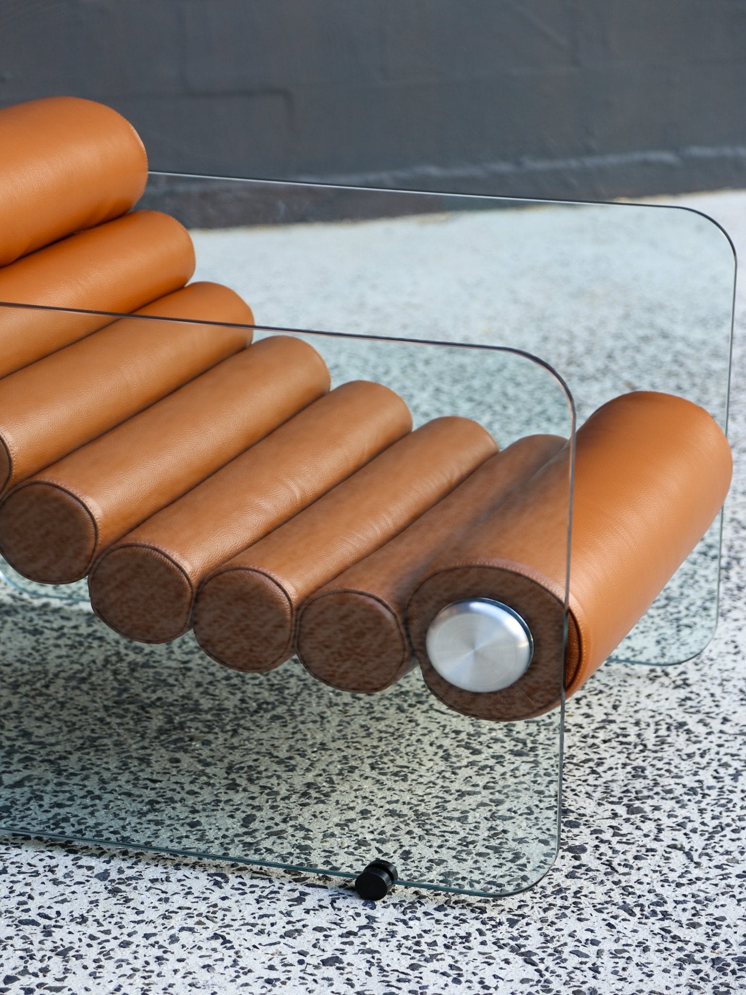 Fabio Lenci Tan Leather “Hyaline” Chairs for Standing, Italy - Lumini Collections