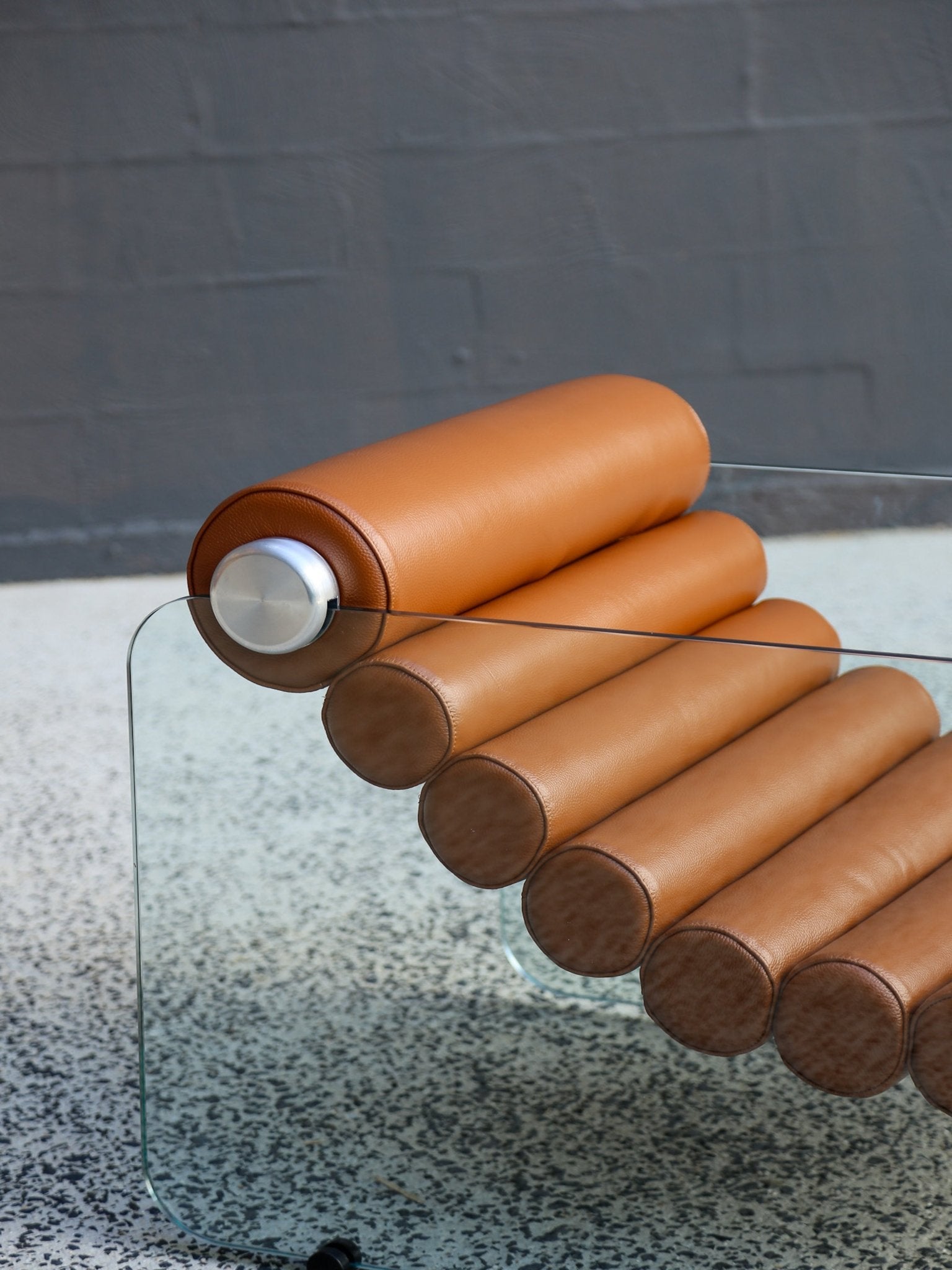 Fabio Lenci Tan Leather “Hyaline” Chairs for Standing, Italy - Lumini Collections