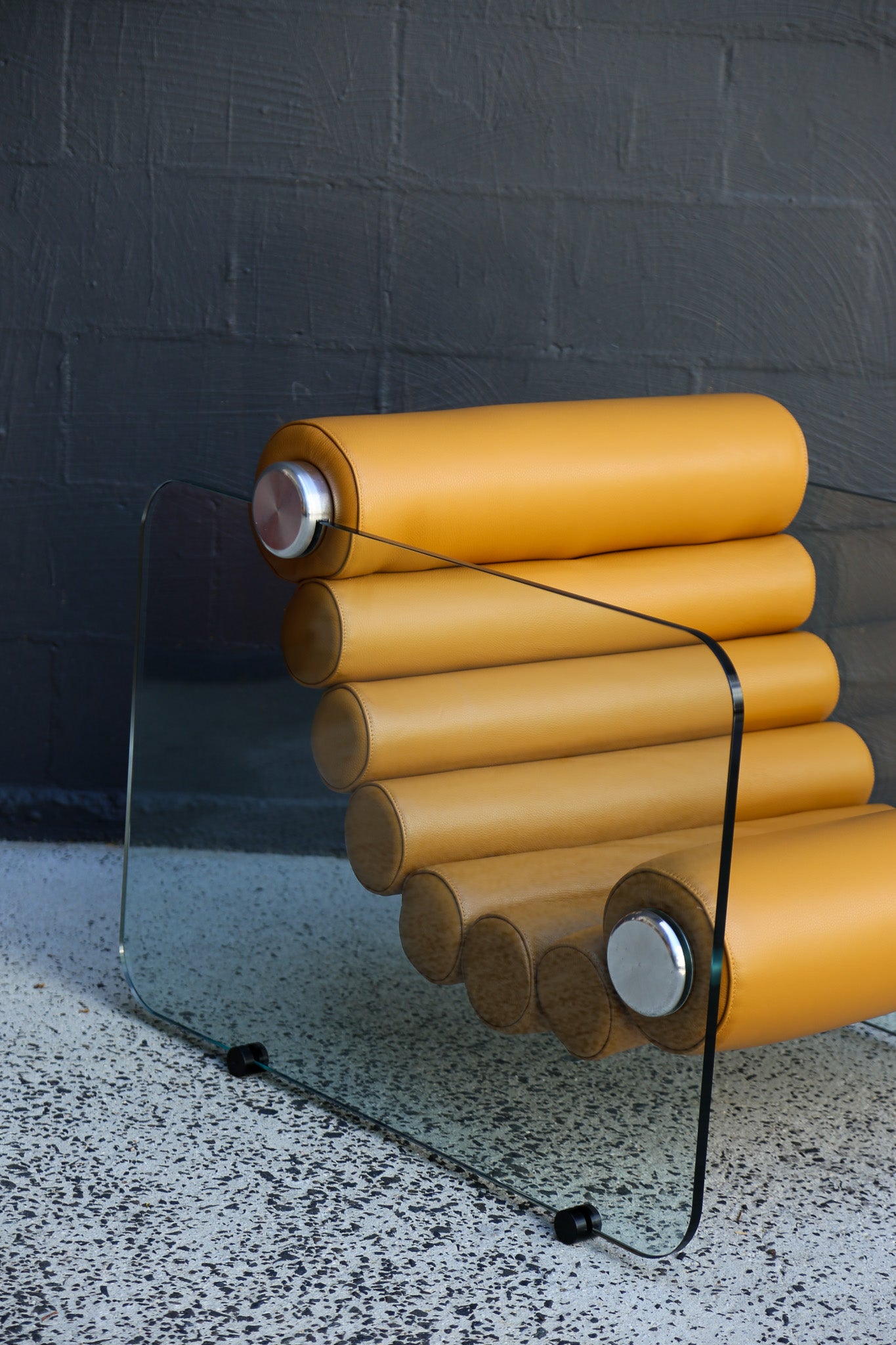 Fabio Lenci Yellow Leather “Hyaline” Chairs for Standing, Italy - Lumini Collections