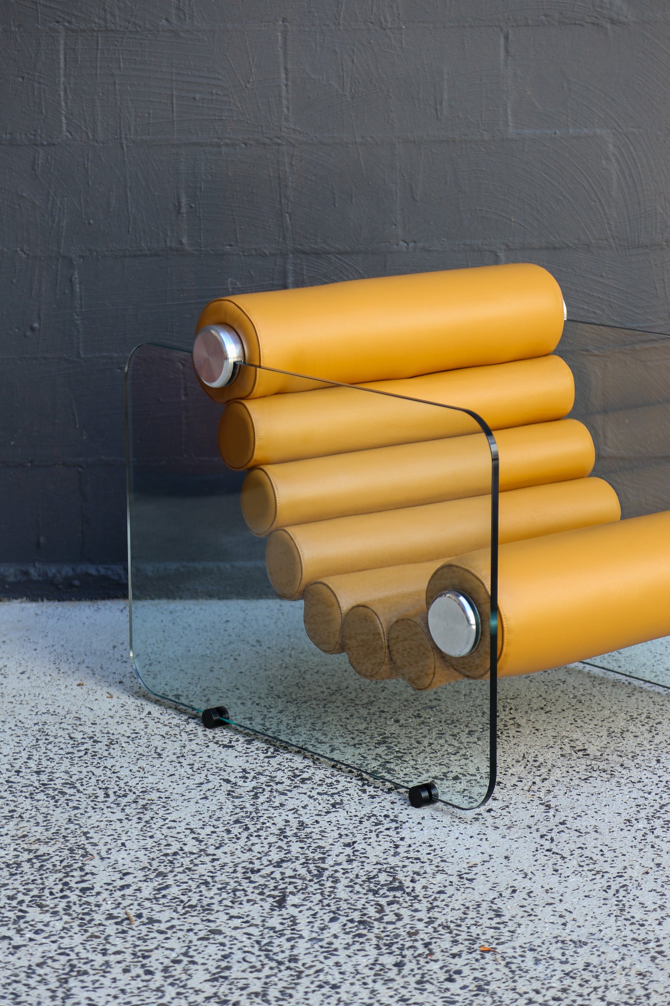 Fabio Lenci Yellow Leather “Hyaline” Chairs for Standing, Italy - Lumini Collections