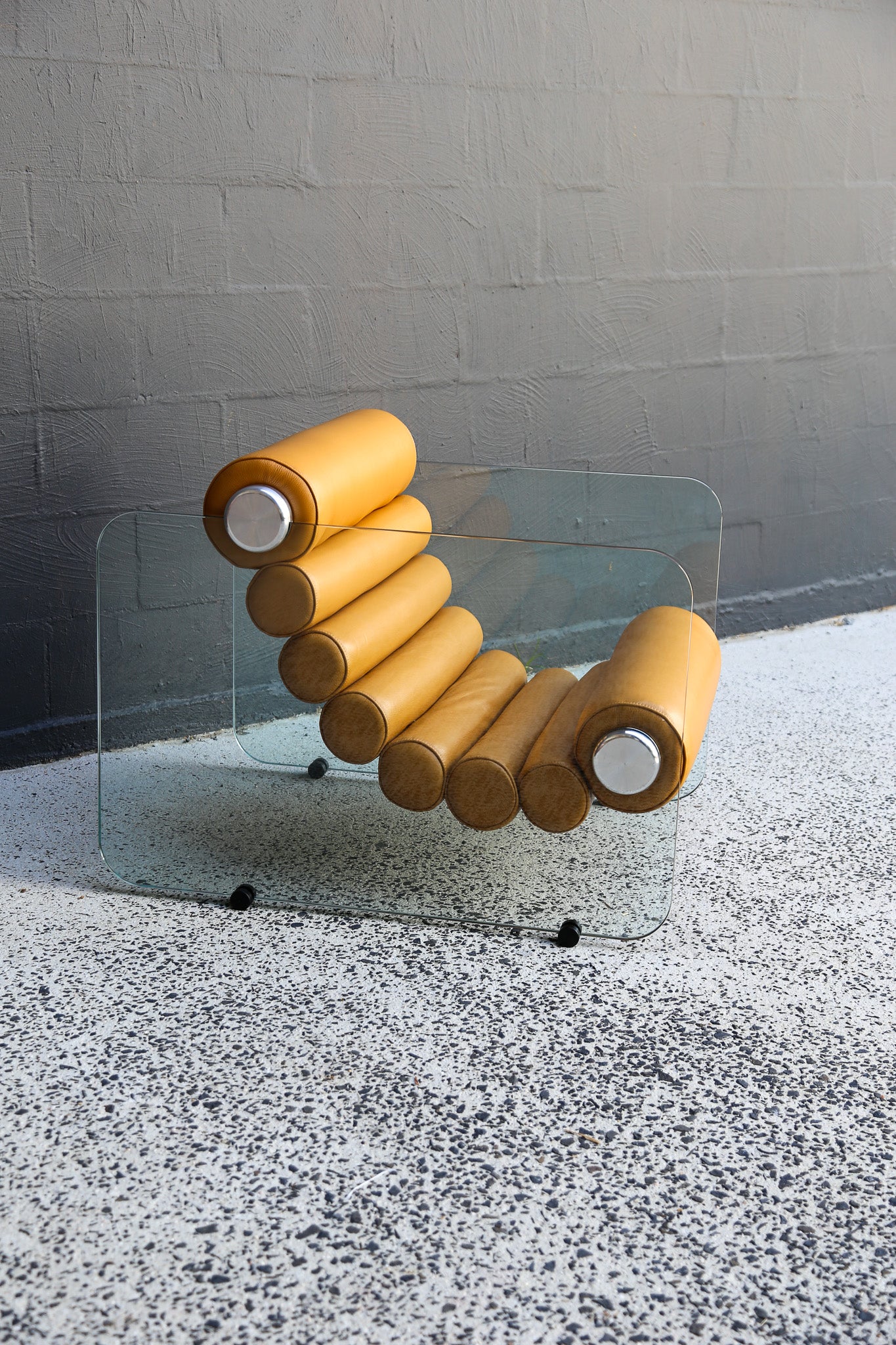 Fabio Lenci Yellow Leather “Hyaline” Chairs for Standing, Italy - Lumini Collections