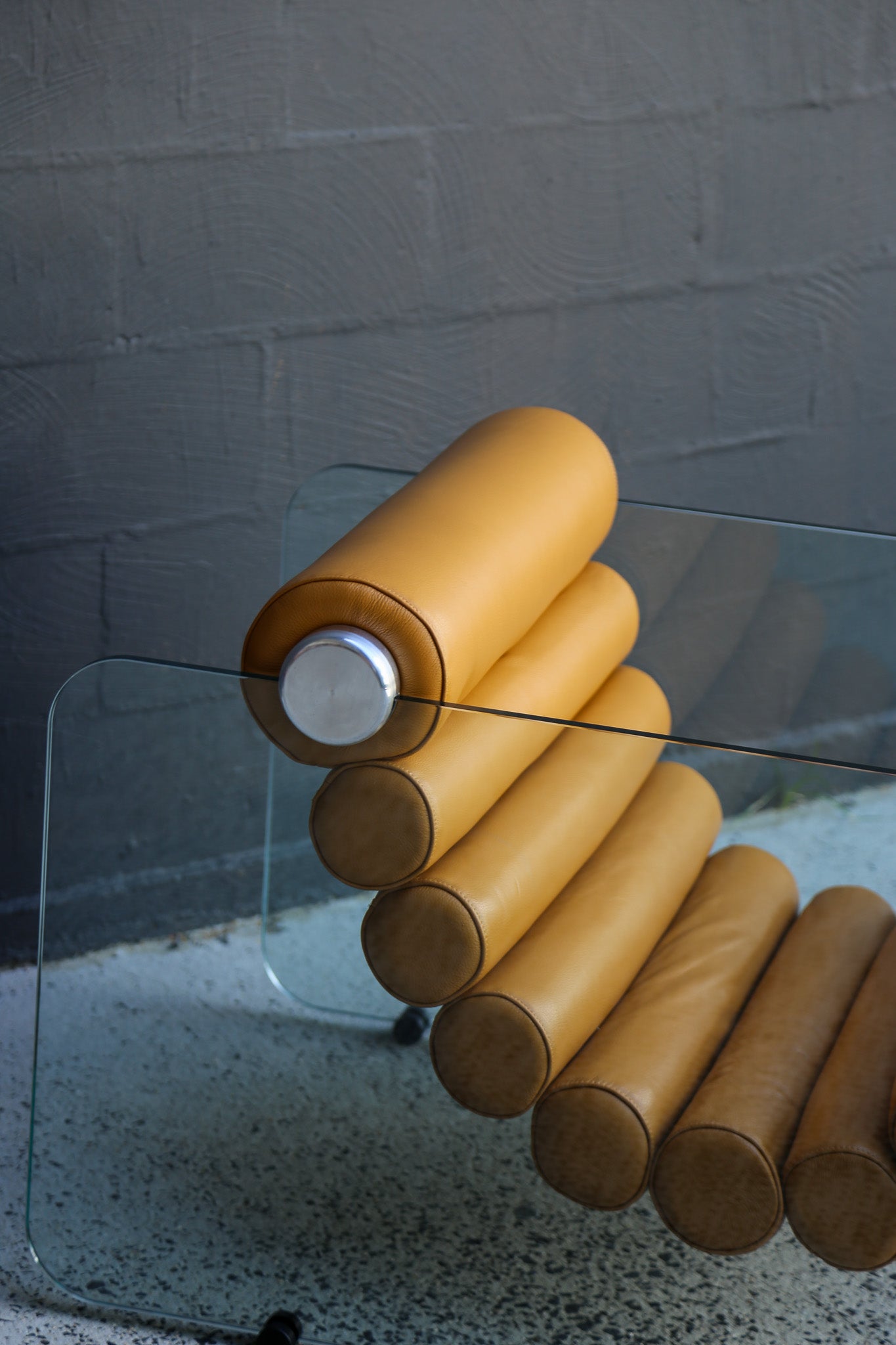 Fabio Lenci Yellow Leather “Hyaline” Chairs for Standing, Italy - Lumini Collections