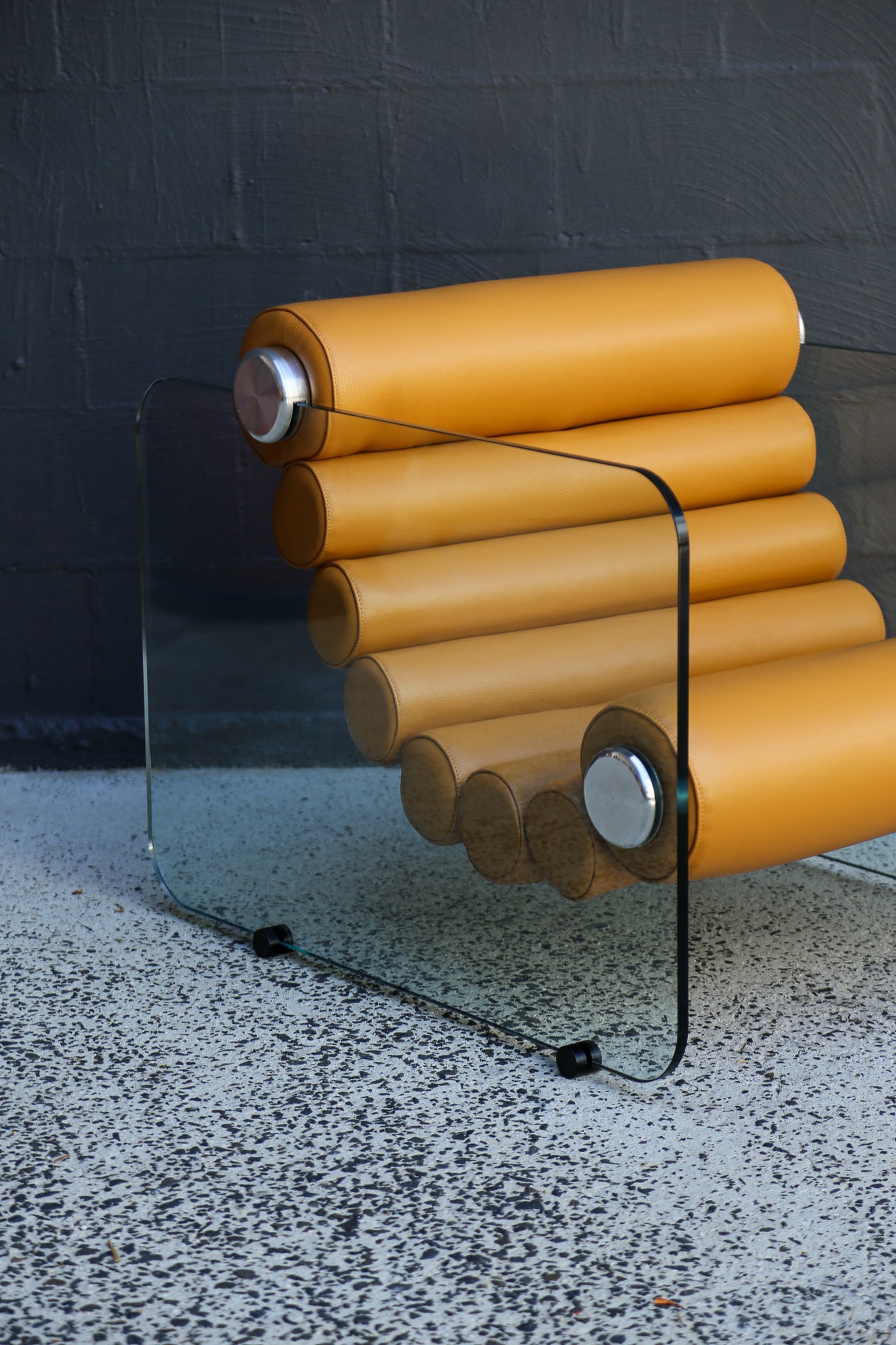 Fabio Lenci Yellow Leather “Hyaline” Chairs for Standing, Italy - Lumini Collections