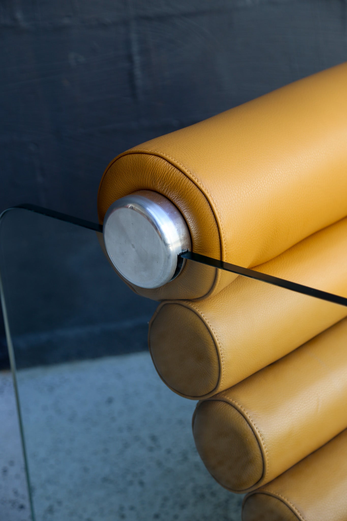 Fabio Lenci Yellow Leather “Hyaline” Chairs for Standing, Italy - Lumini Collections
