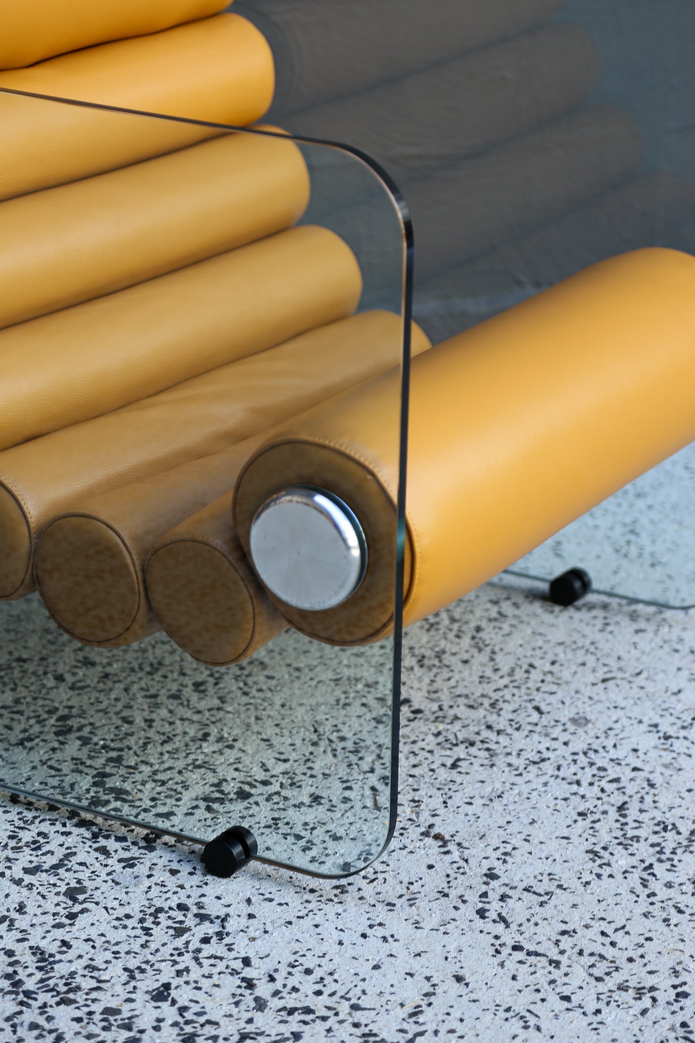Fabio Lenci Yellow Leather “Hyaline” Chairs for Standing, Italy - Lumini Collections