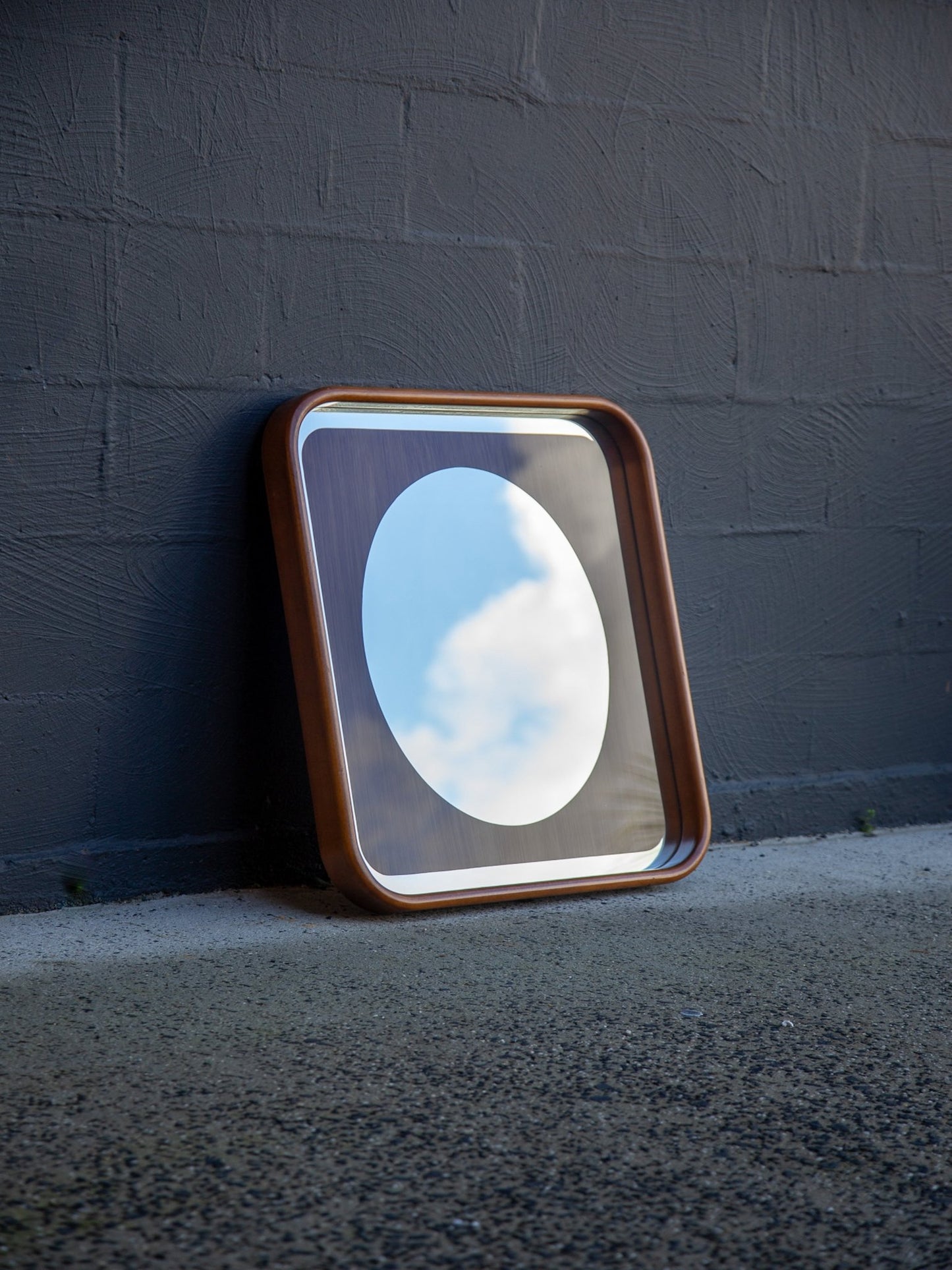 Fontana Arte Italian Wall Mirror with Timber Frame, 1980s - Lumini Collections