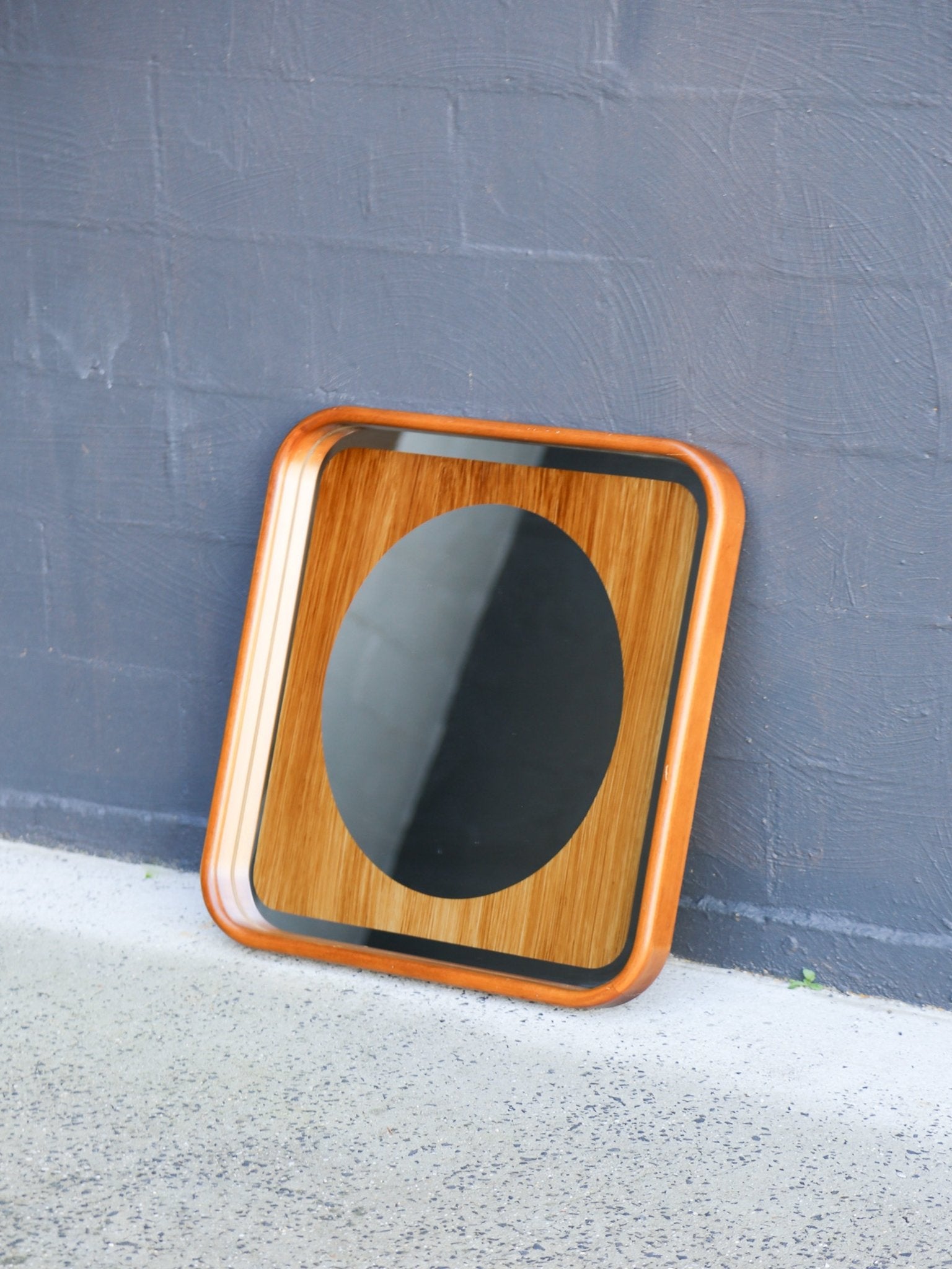 Fontana Arte Italian Wall Mirror with Timber Frame, 1980s - Lumini Collections