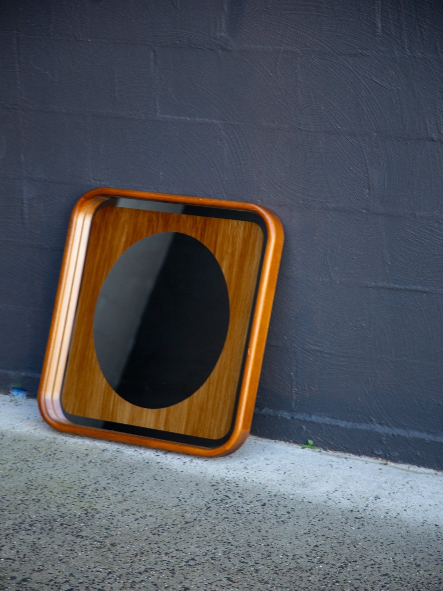 Fontana Arte Italian Wall Mirror with Timber Frame, 1980s - Lumini Collections