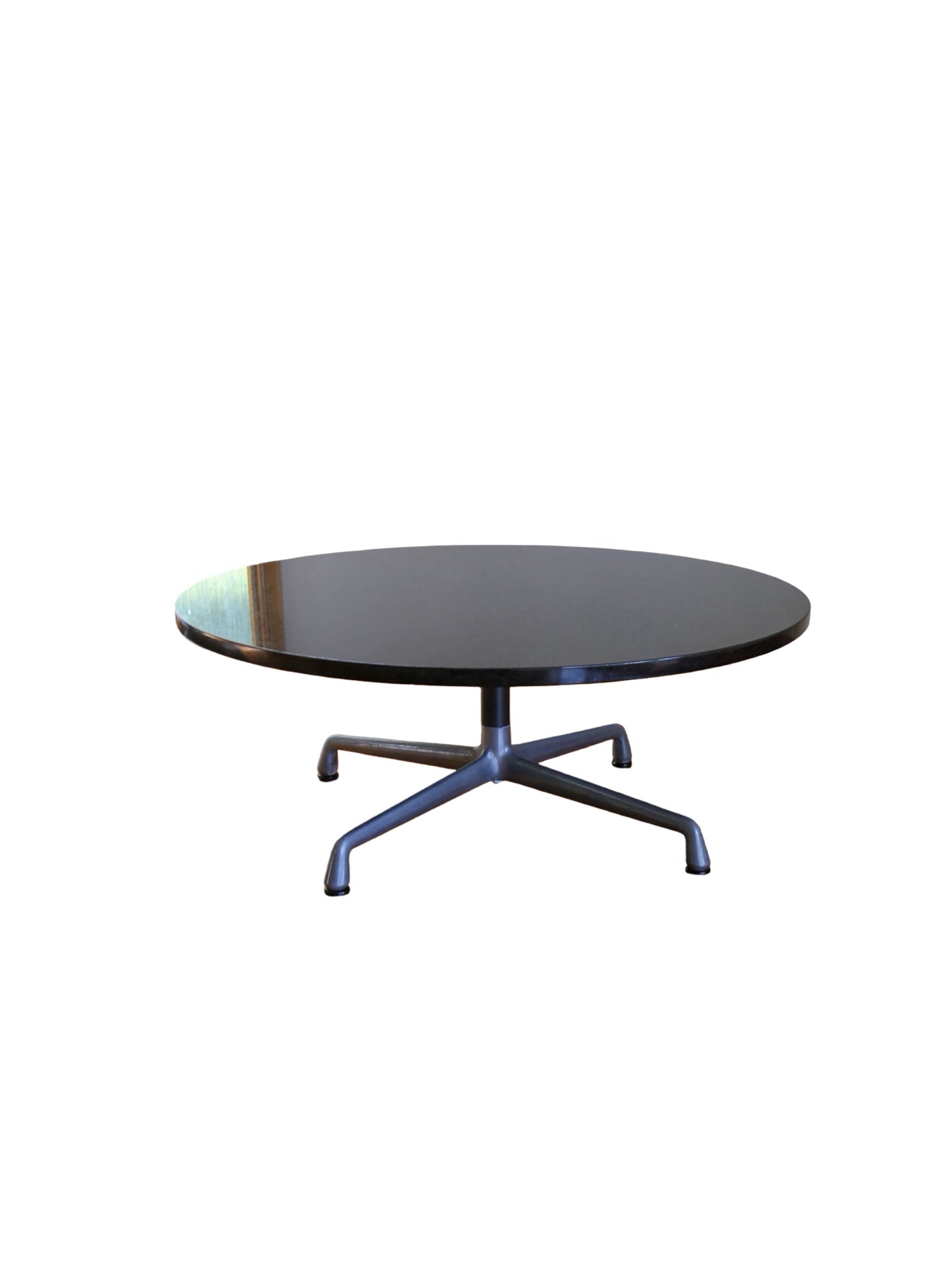 Herman Miller Eames Round Coffee Table in Black Granite and Aluminium Base - Lumini Collections
