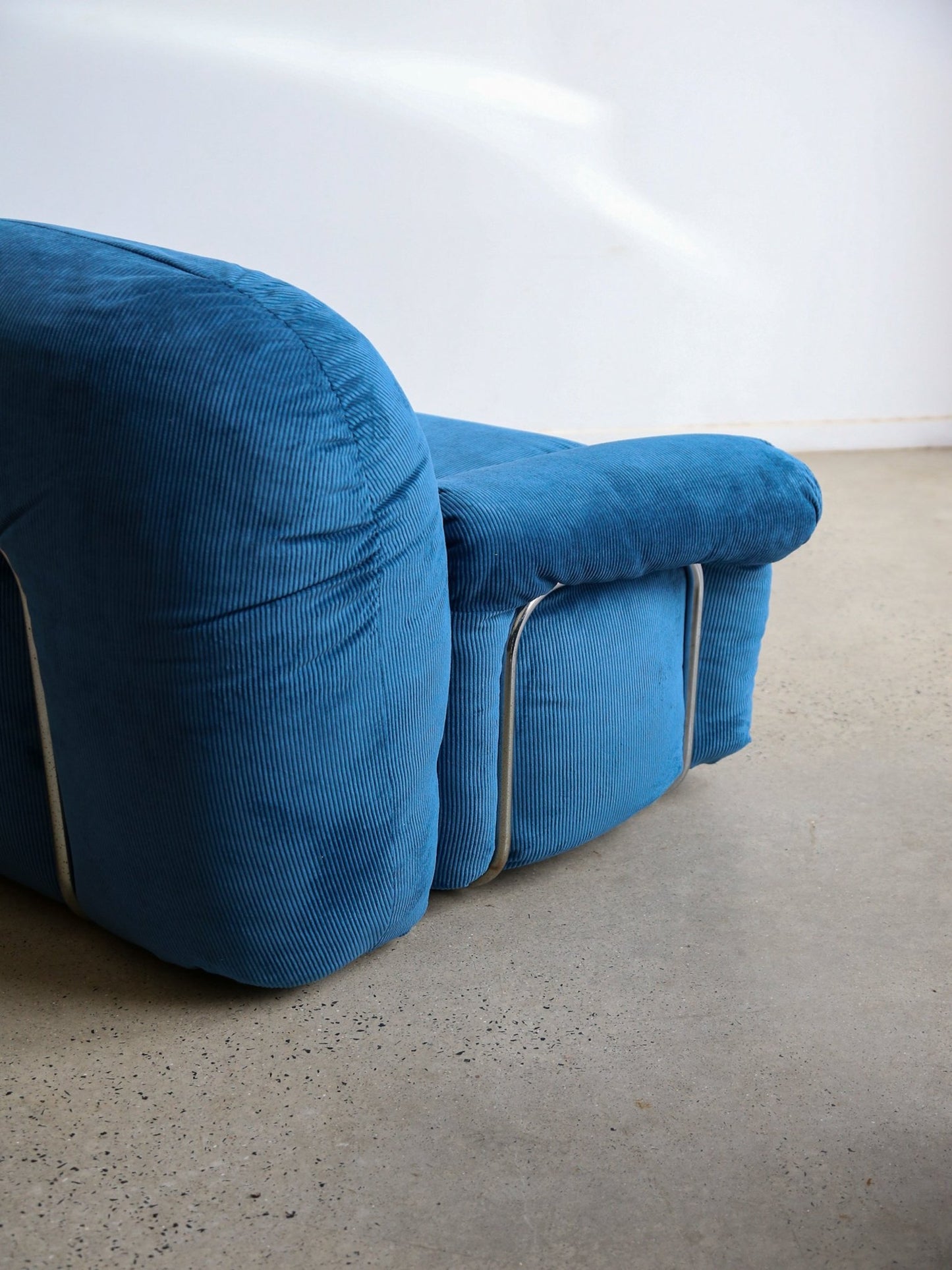 Adriano Piazzesi Modular Sofa Set in Blue Corduroy, Italy 1970s - Lumini Collections