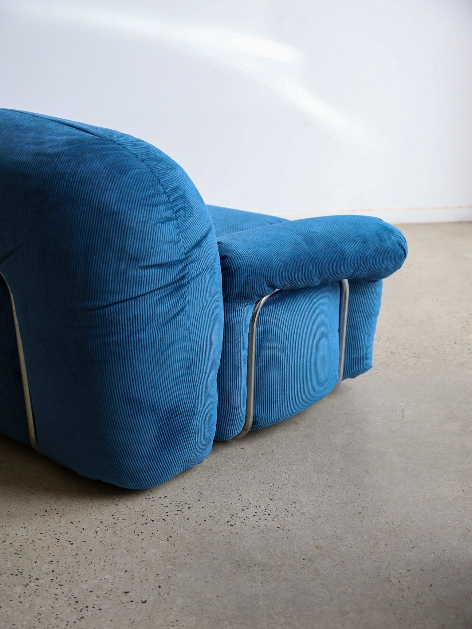 Adriano Piazzesi Modular Sofa Set in Blue Corduroy, Italy 1970s - Lumini Collections
