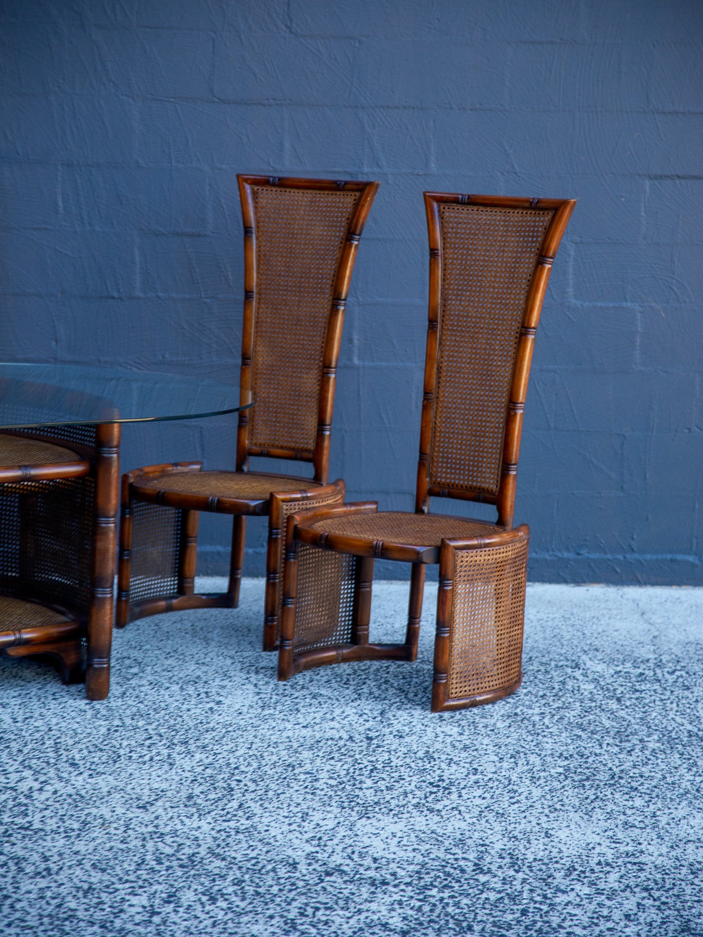 Mid-century Modern Rattan and Wood Dining Set by Marzio Cecchi for Studio Most, Italy 1970s