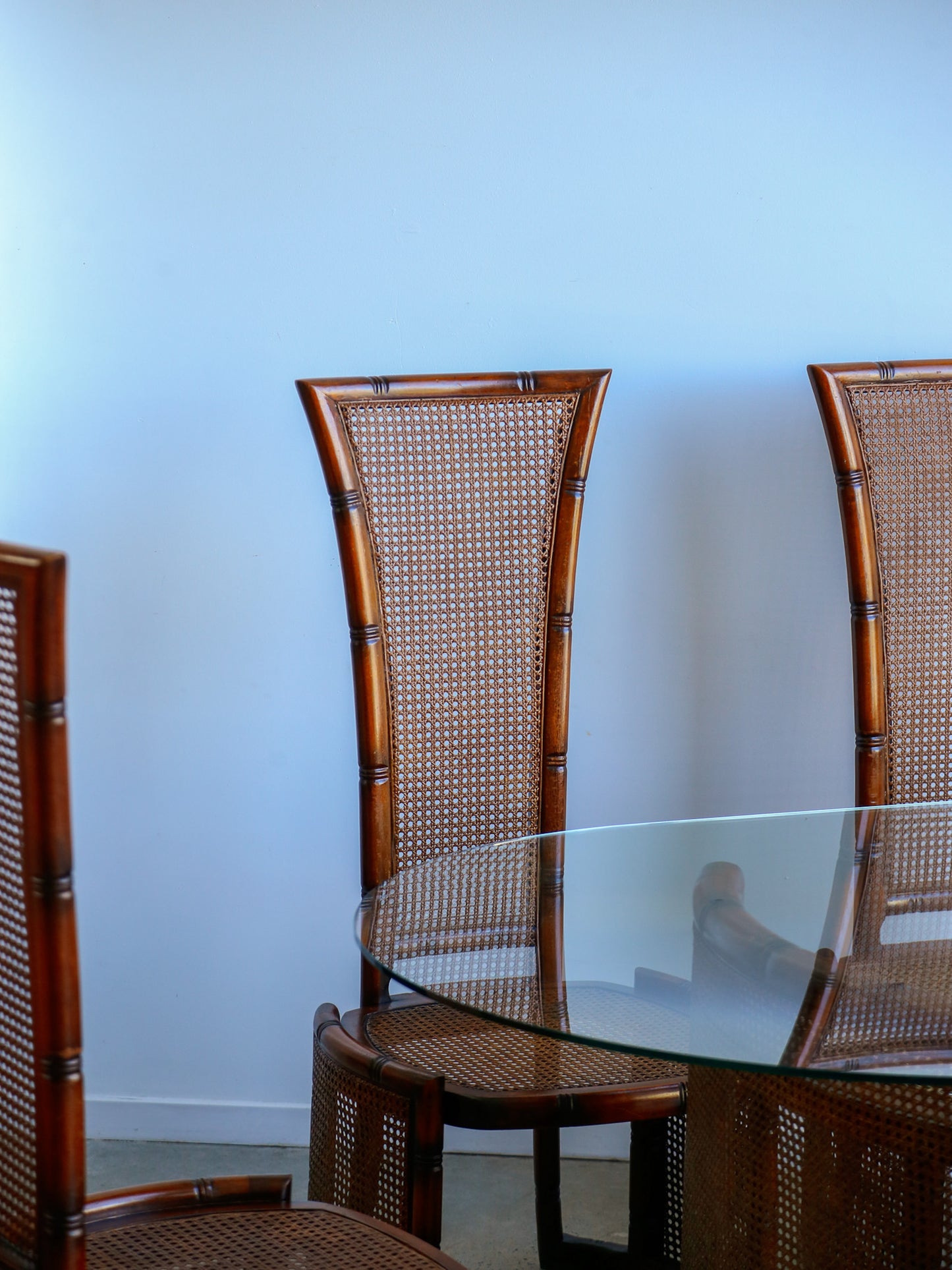 Mid-century Modern Rattan and Wood Dining Set by Marzio Cecchi for Studio Most, Italy 1970s