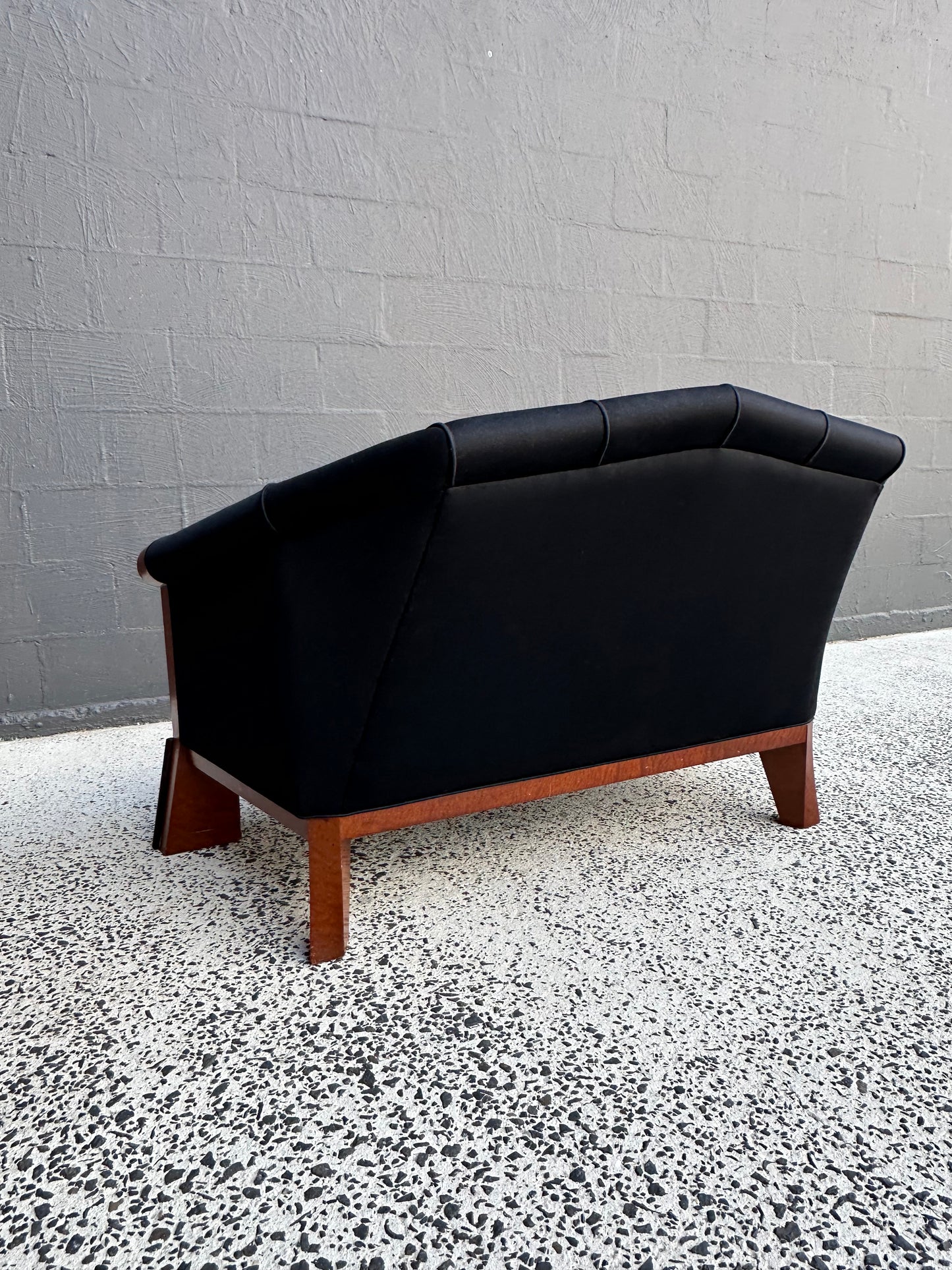 Two Seater Sofa by Michael Graves in Birdseye Maple and Black Fabric 1980s