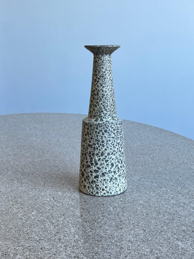 Italian Bitossi Ceramic Vase with White Lava Work