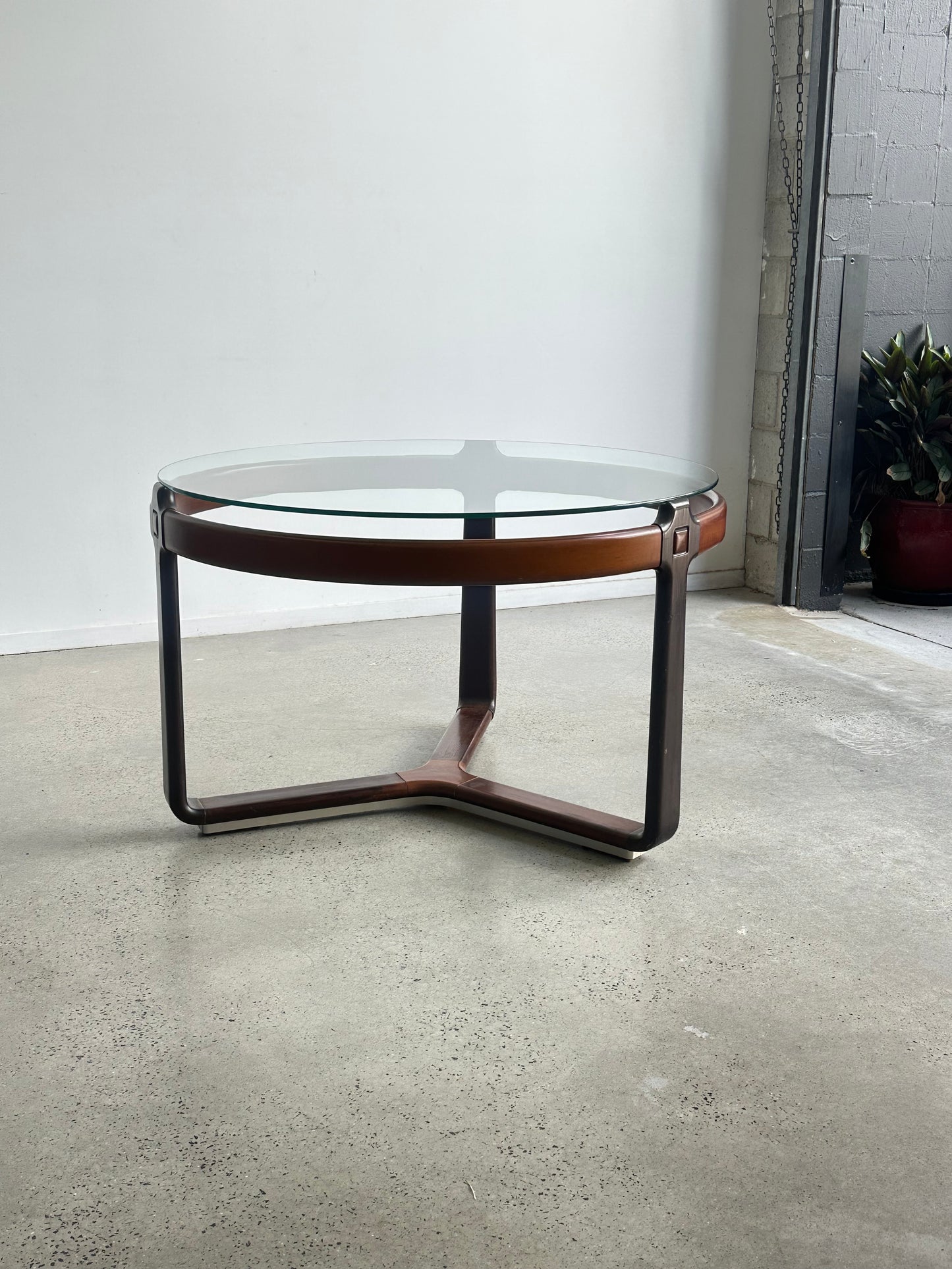 Round Dining Table by Collezioni Ceccotti with Glass Top and Timber Frame