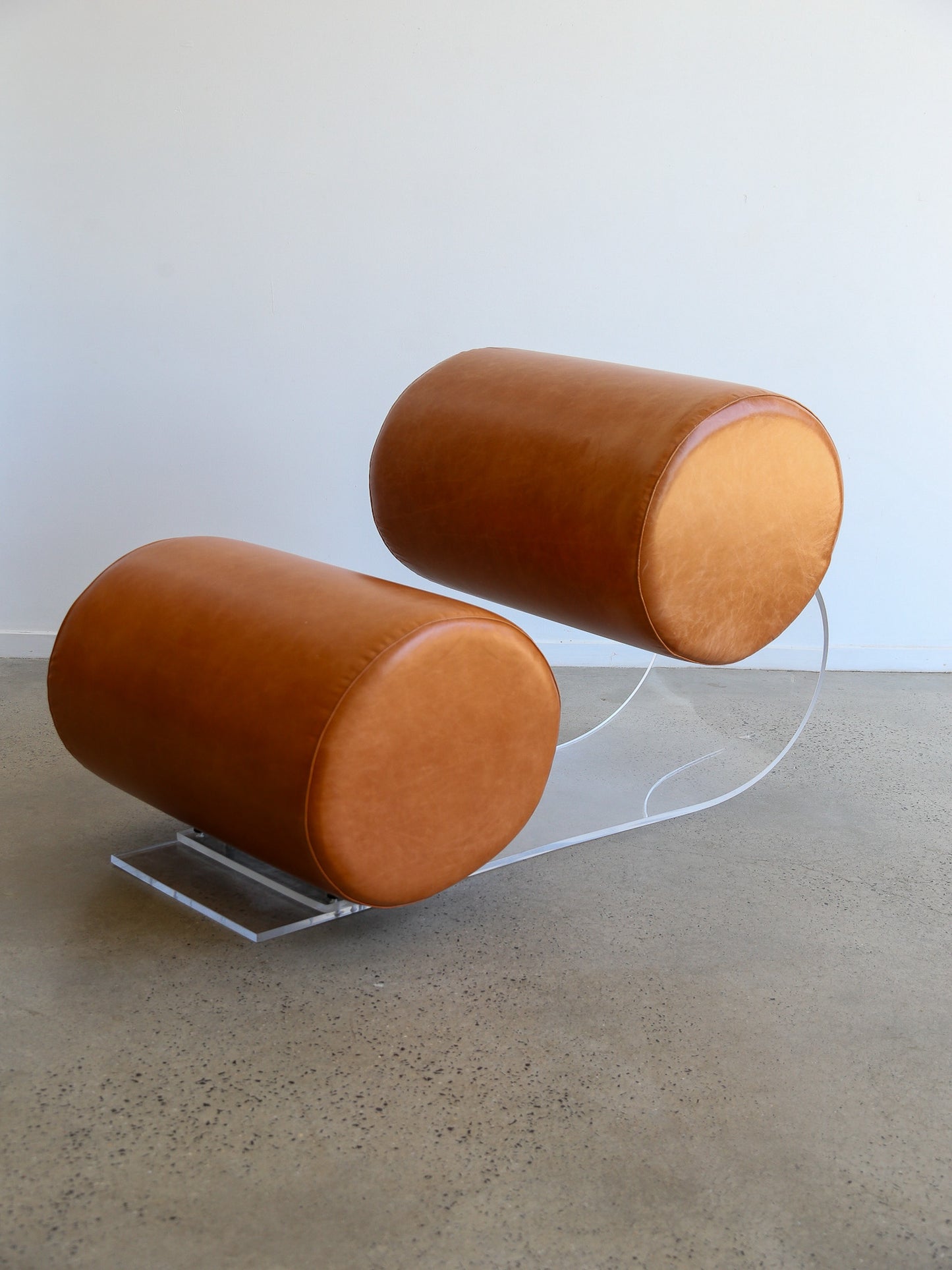 Lounge Chair by Marzio Cecchi in Lucite and Leather Set of Two