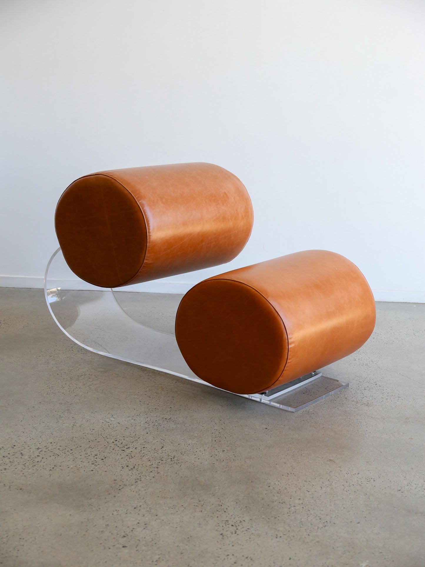 Lounge Chair by Marzio Cecchi in Lucite and Leather Set of Two