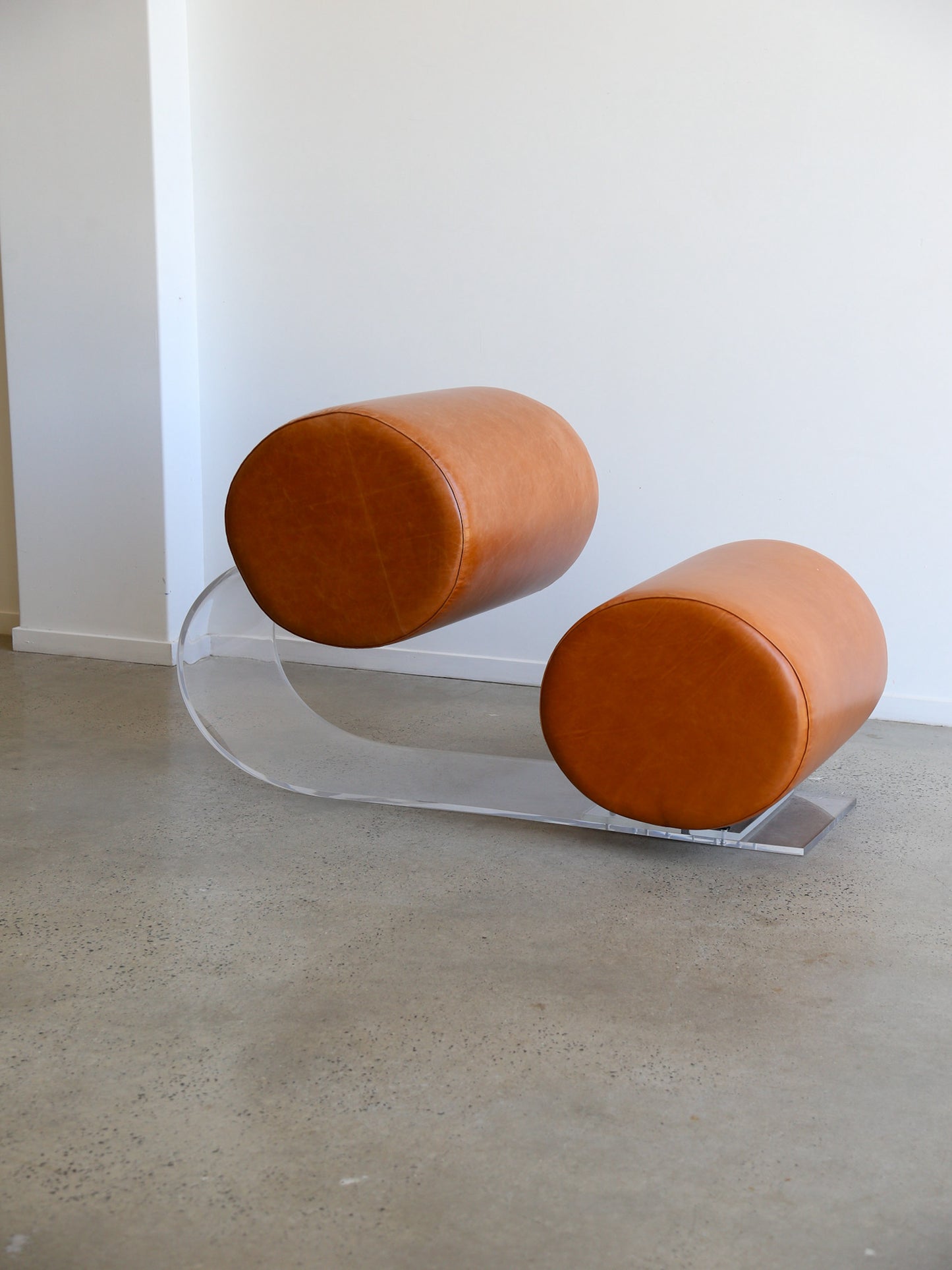 Lounge Chair by Marzio Cecchi in Lucite and Leather Set of Two