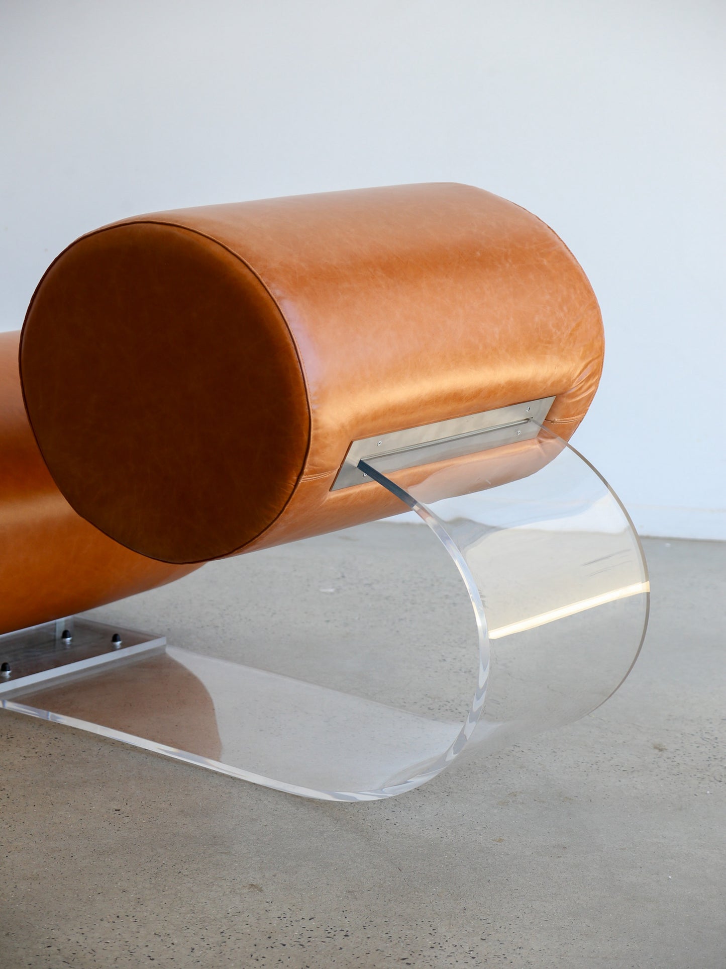 Lounge Chair by Marzio Cecchi in Lucite and Leather Set of Two