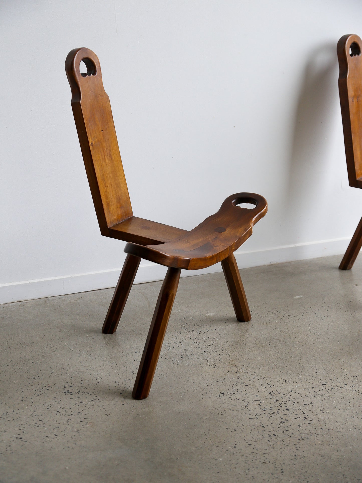 Brutalist Spanish Sculptural Tripod Chairs Set of Four