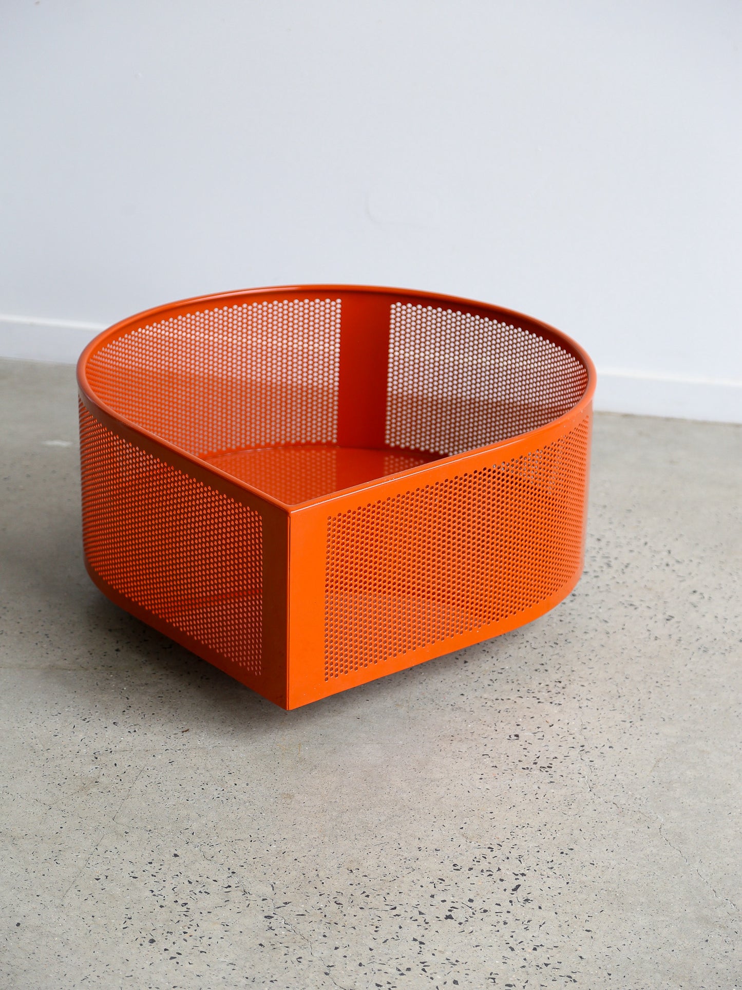 Orange Magazine Storage Box in Metal with Wheels