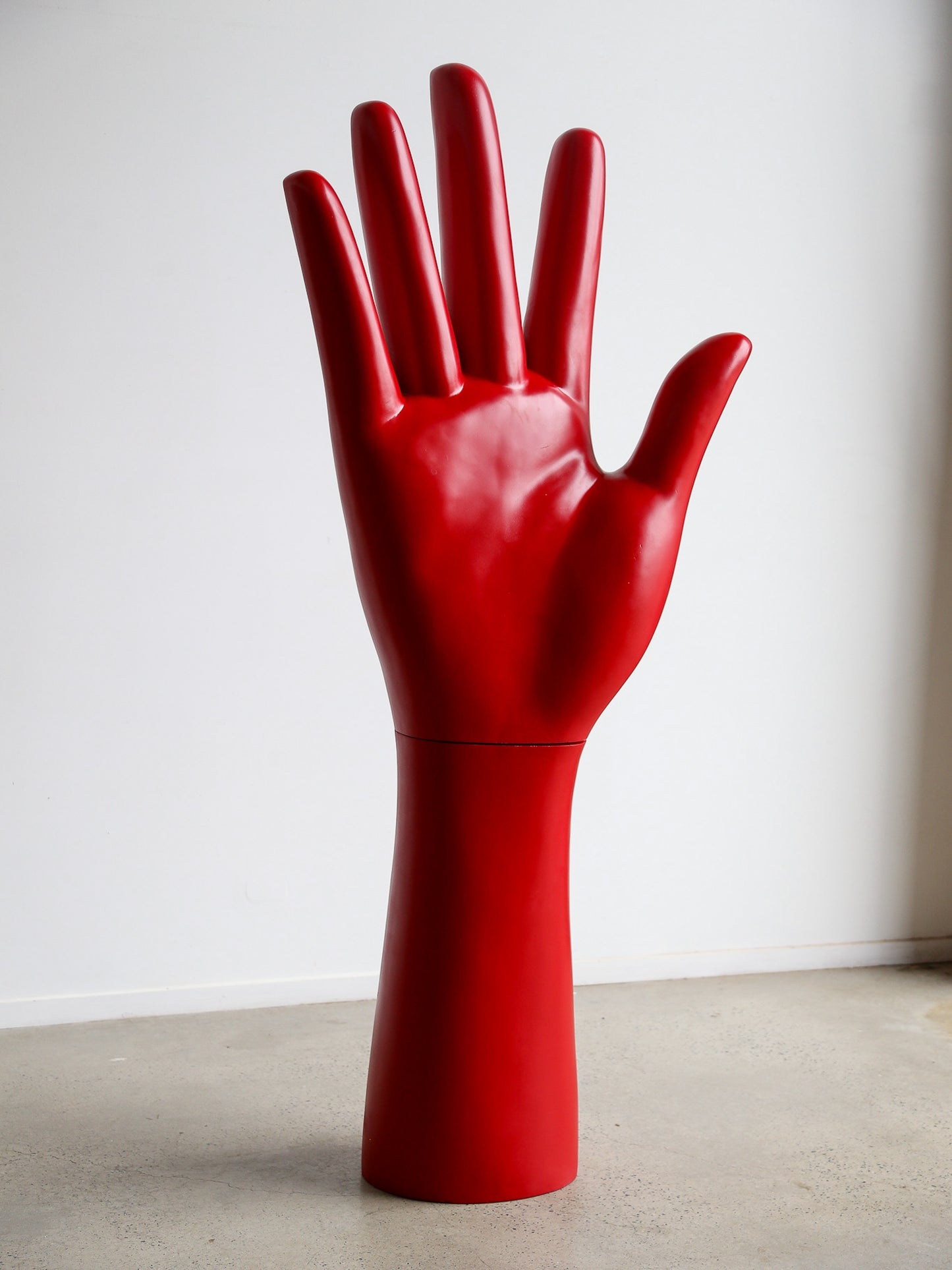 Sculptural Large Red Hand in Fiberglass