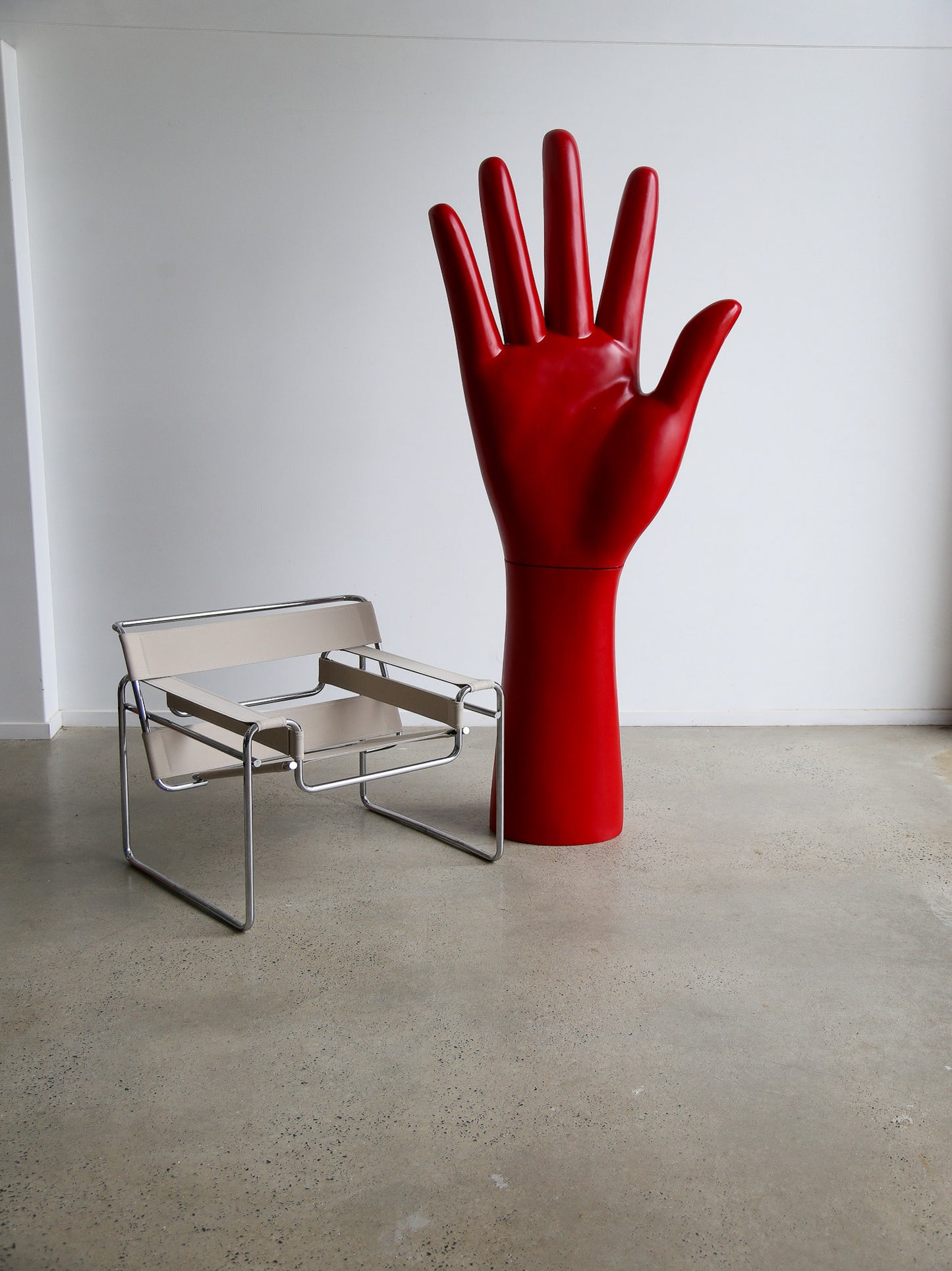 Sculptural Large Red Hand in Fiberglass