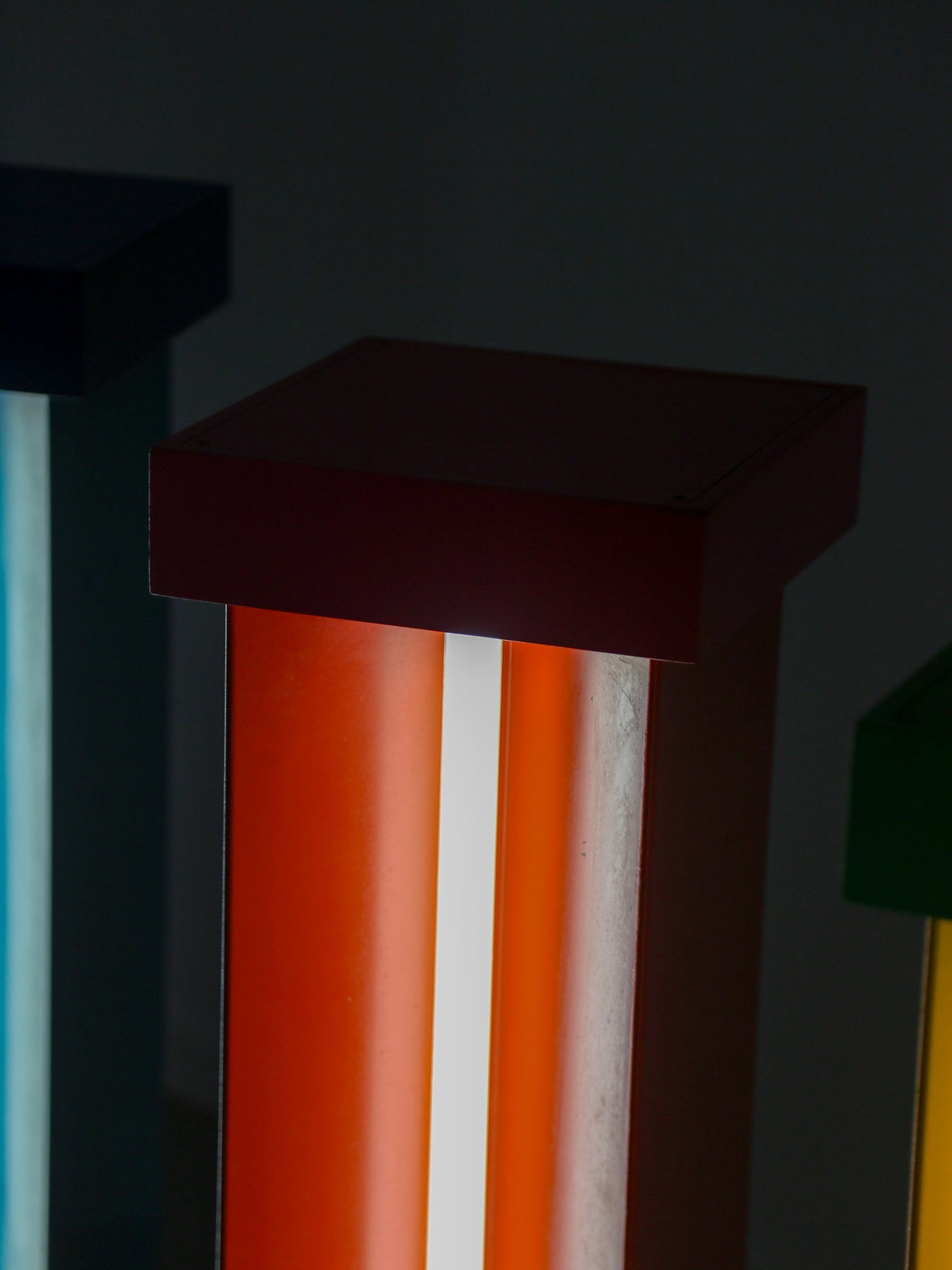 Ettore Sottsass custom floor lamp pedestals for Brionvega shop, Milan