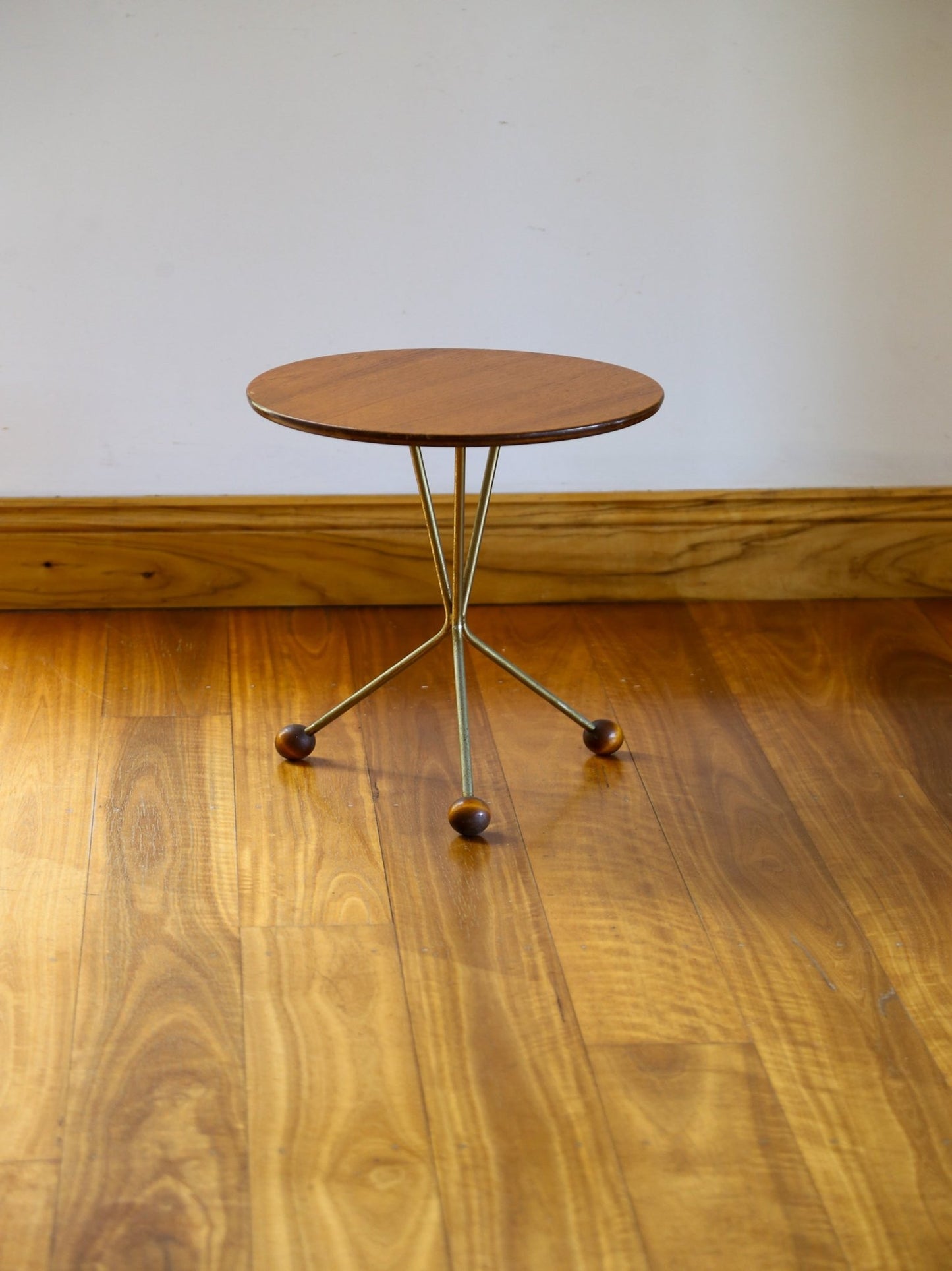 Alberts Tibro Swedish Teak Side Table with Brass Base - Lumini Collections