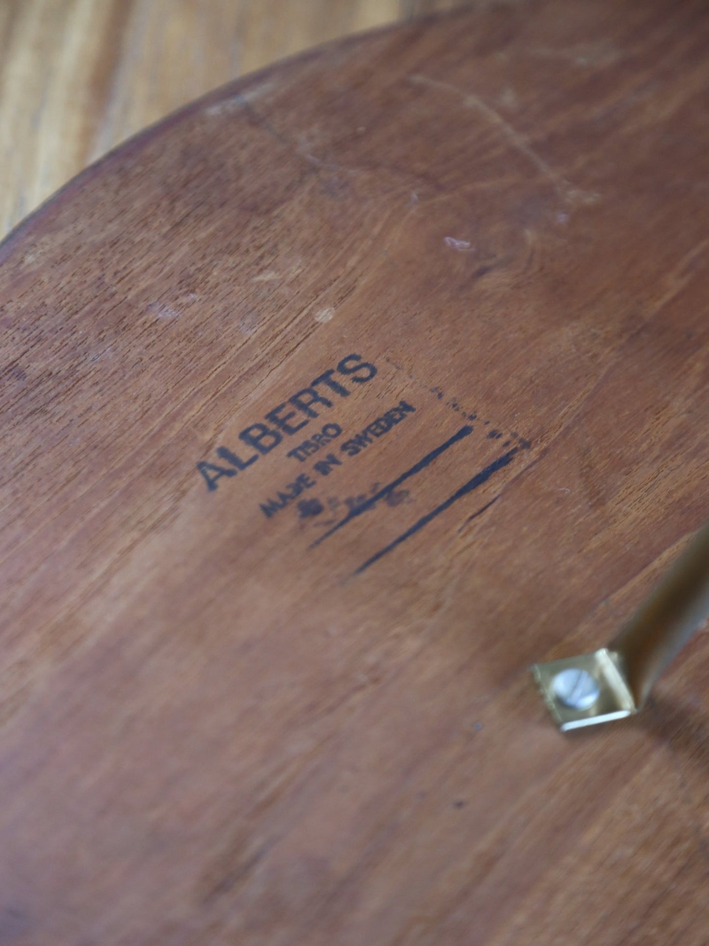 Alberts Tibro Swedish Teak Side Table with Brass Base - Lumini Collections