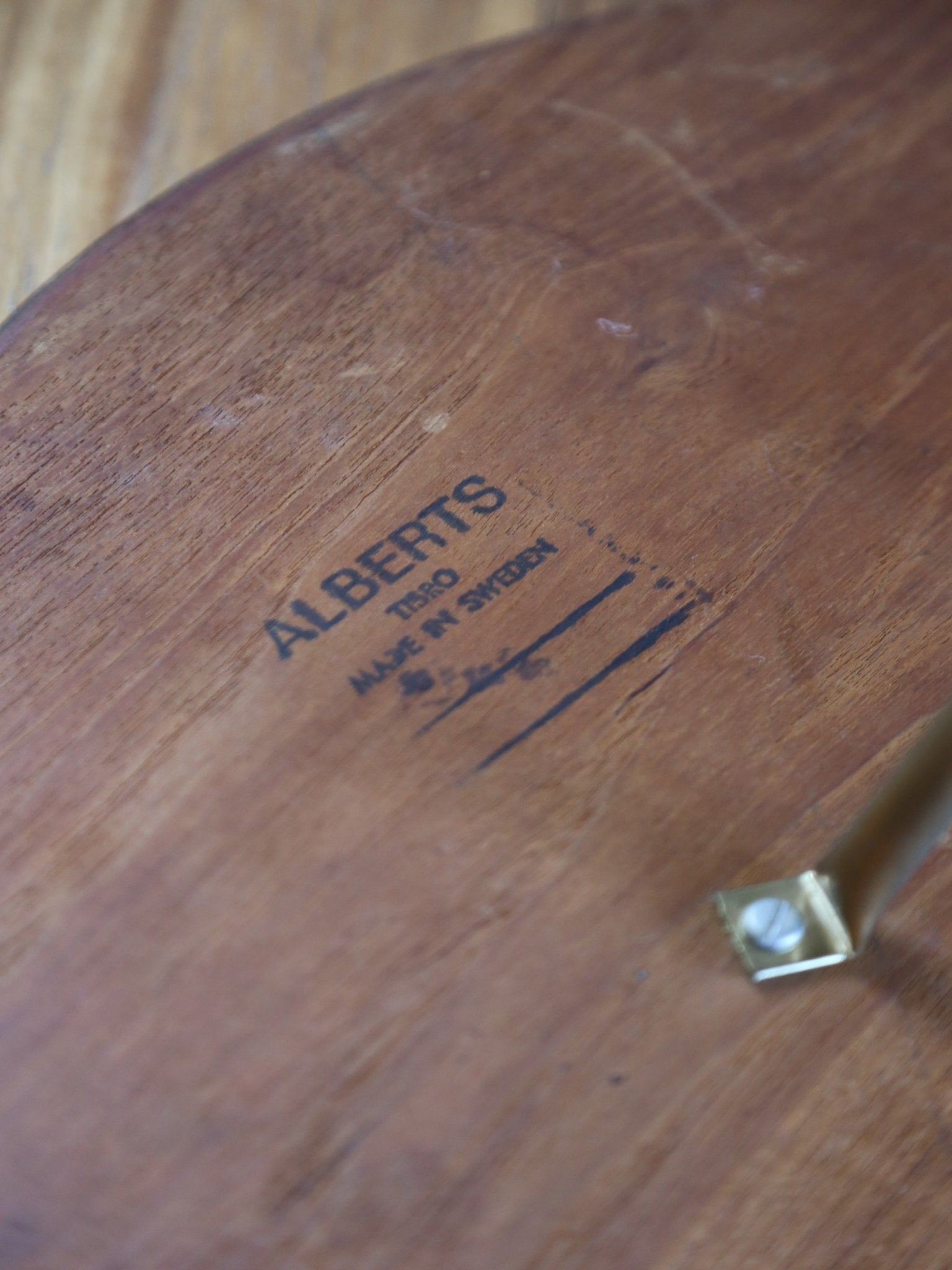 Alberts Tibro Swedish Teak Side Table with Brass Base - Lumini Collections
