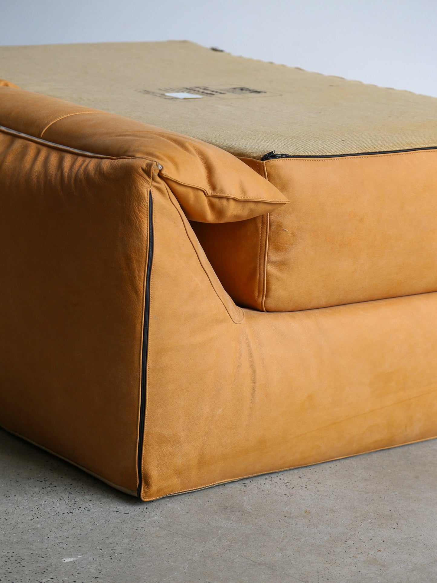 Bamboletto by Mario Bellini for B&B Italia in Cognac Leather 1970s